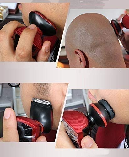 KouRy 3-in-1 USB Rechargeable Electric Head Shaver for Bald Men - Wet/Dry Rotary Shaver with Facial Brushes - Perfect for Travel, Gym & Daily Grooming Routine