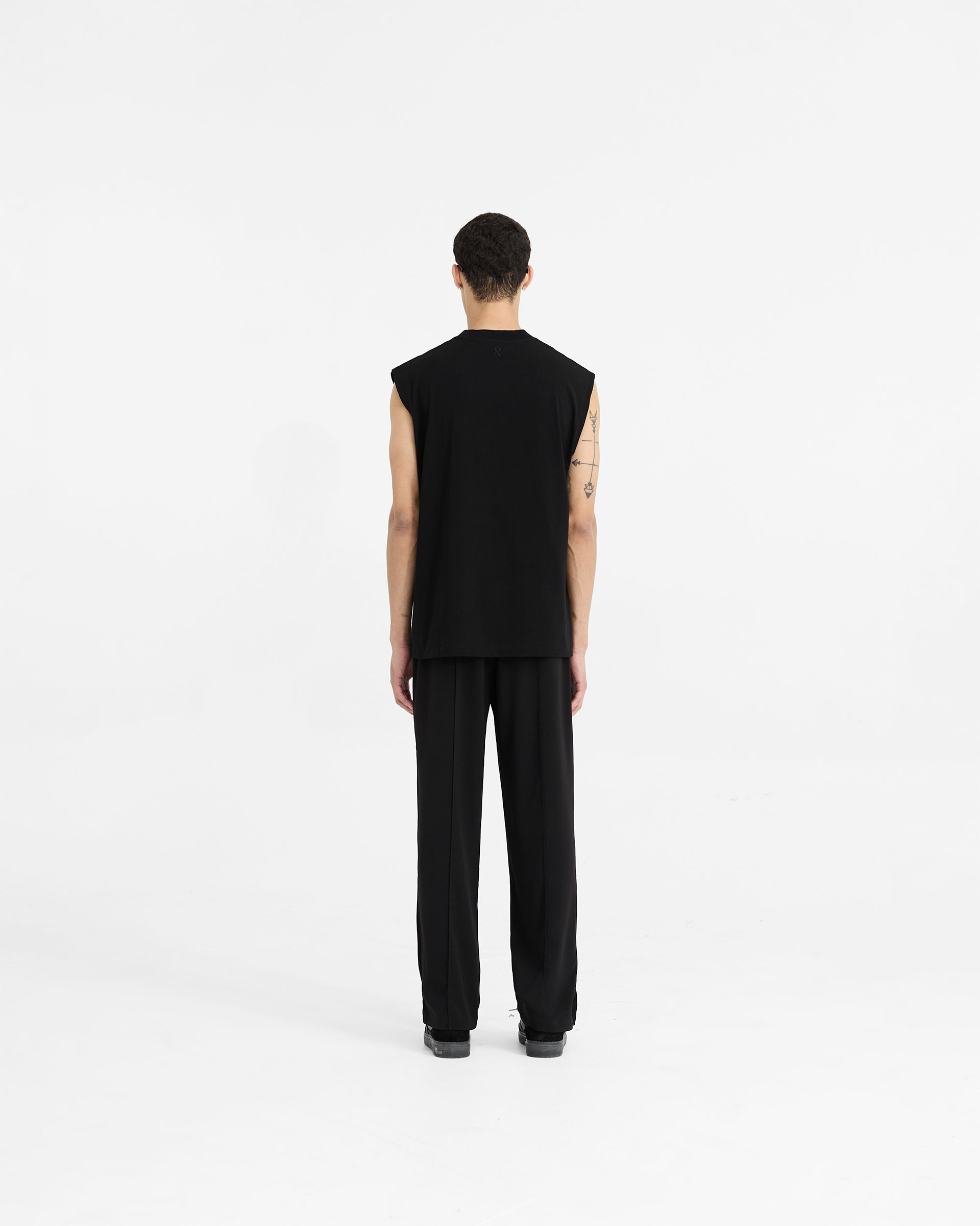 Initial Boxy Tank Top - Black | Women's Casual Loose Fit Tee for Everyday Wear & Layering