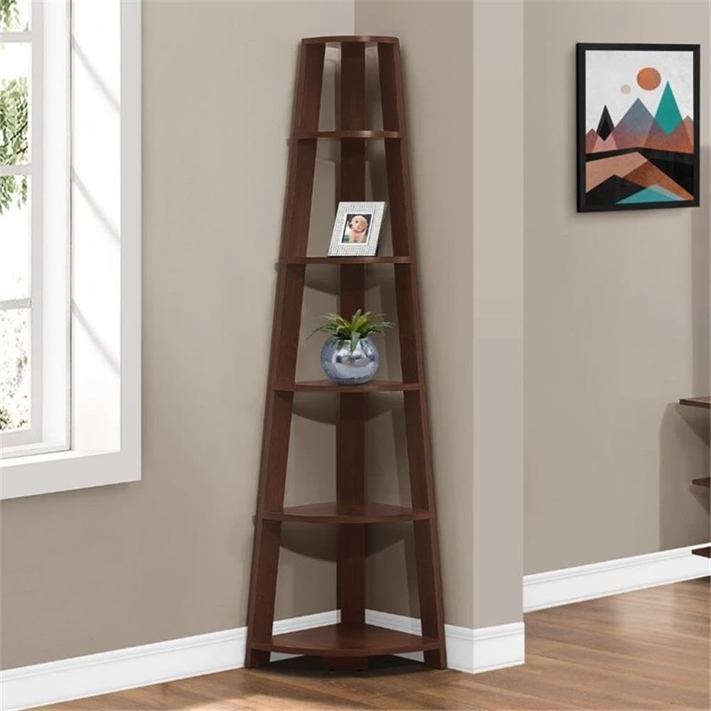 Home Square 2-Piece Cherry Wood Corner Shelf Set - Stylish Display for Books, Plants & Decor | Perfect for Living Room, Bedroom or Office