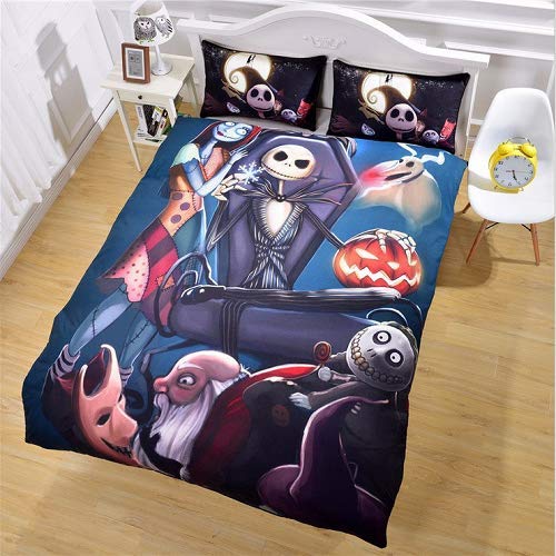 Nightmare Before Christmas Duvet Cover Set - Lightweight & Soft 3-Piece Comforter Cover (No Comforter Included) - Twin Size for Kids & Adults - Perfect for Halloween, Christmas & Movie-Themed Bedrooms