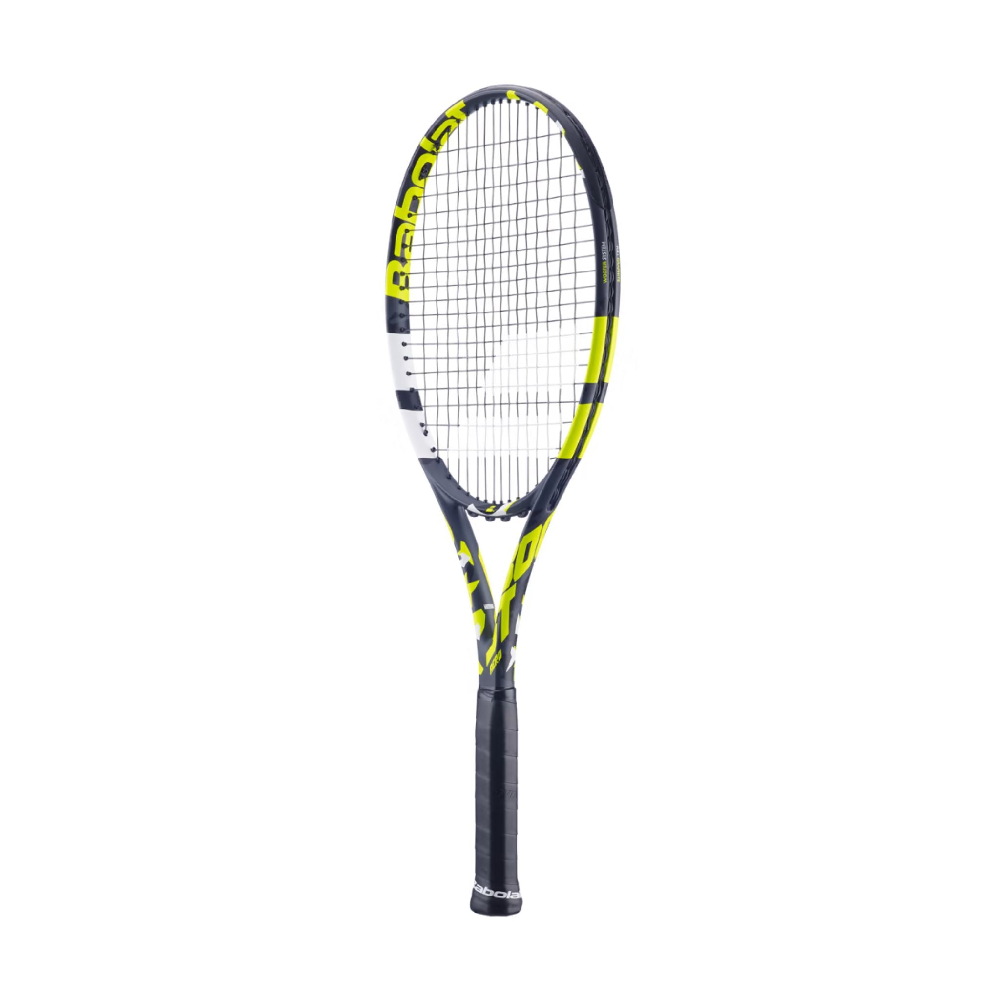 Babolat Boost Aero Strung Tennis Racquet | Lightweight Performance Racket for Adults | Grey/Yellow | Perfect for Beginners & Intermediate Players | Court & Training Use