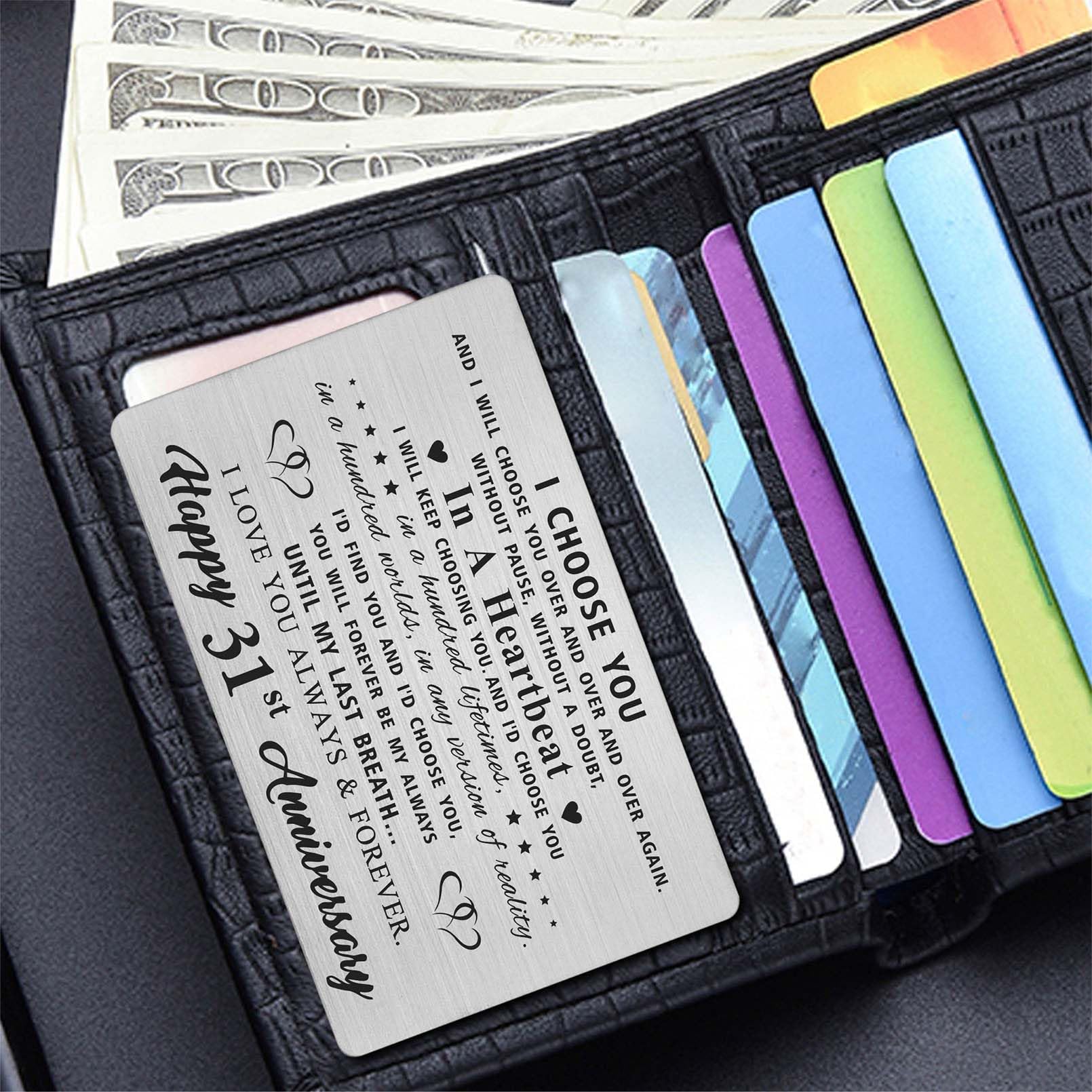 31st Anniversary Wallet Card Gift for Husband or Wife - Funny Keepsake for Couples - Perfect for Anniversaries, Birthdays & Romantic Occasions
