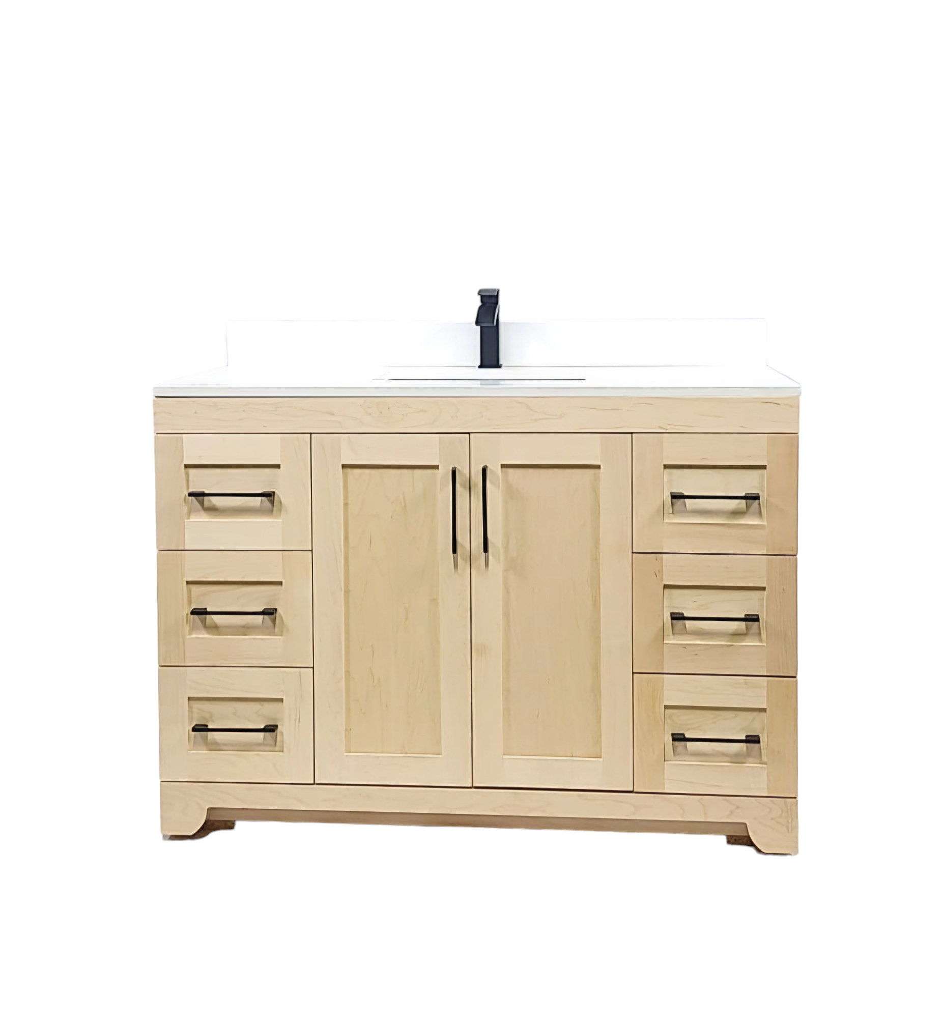Natural Stain Bathroom Vanity with White Quartz Countertop - Canadian Maple 42 - Perfect for Modern Bathrooms & Powder Rooms
