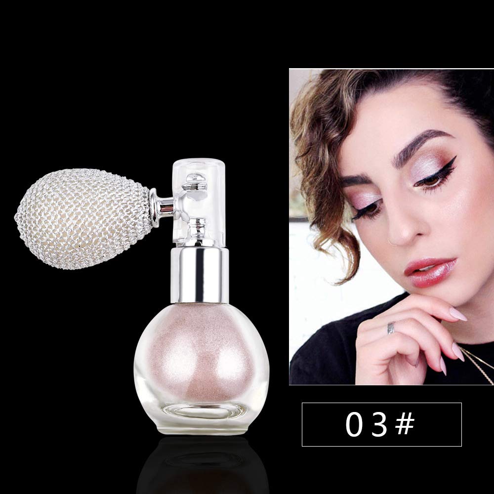 GL-Turelifes Loose Highlighter Powder Spray - Shimmer & Sparkle Makeup for Face, Hair & Body | #3 Nude Pink | Perfect for Parties, Festivals & Night Out Glam