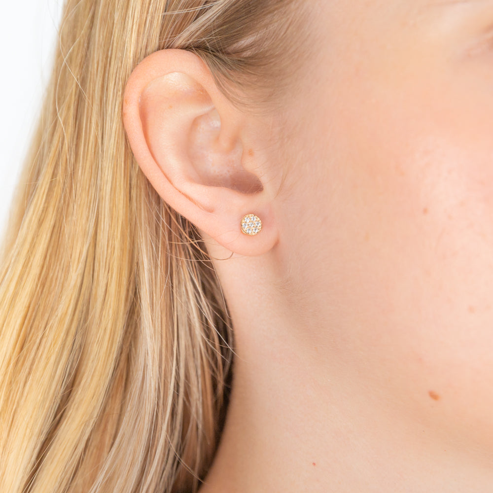 9ct Rose Gold Silver Filled Cubic Zirconia Round 5.5mm Stud Earrings for Women - Elegant Everyday Jewelry Gift for Birthday, Anniversary & Valentine's Day