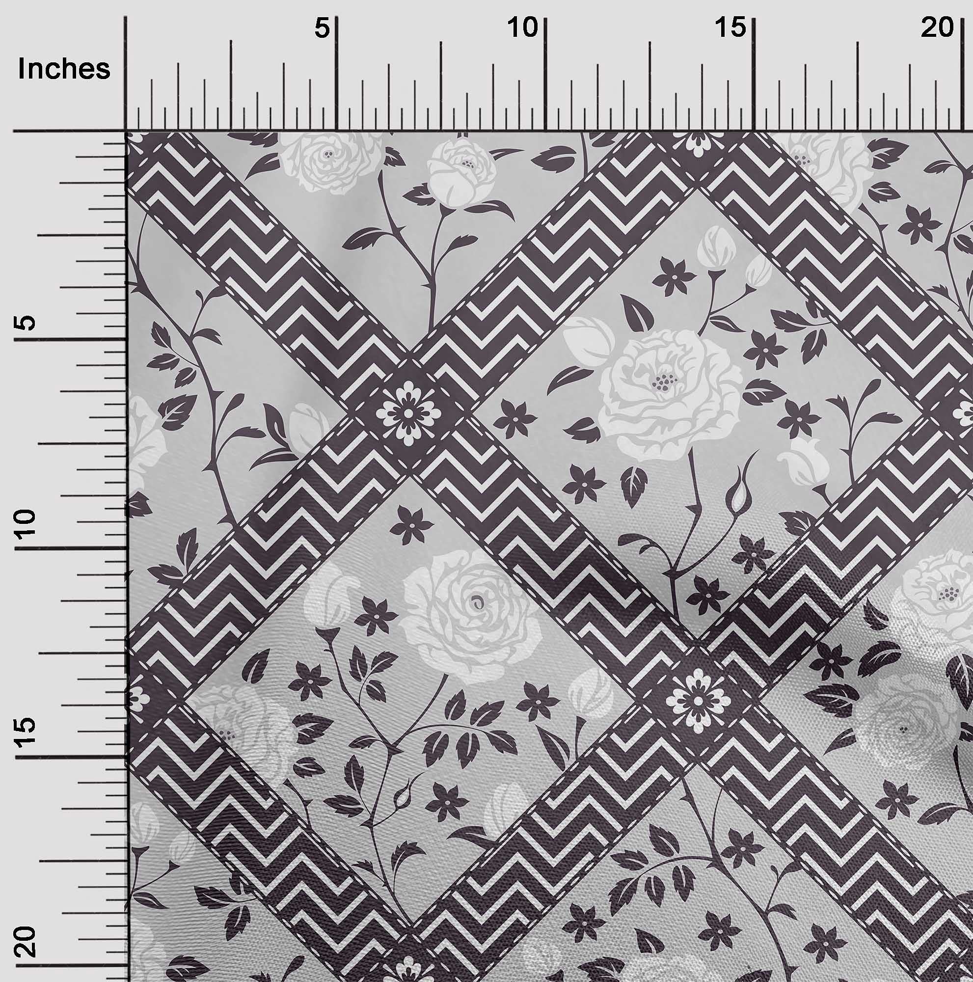 oneOone Cotton Silk Light Gray Floral Printed Fabric by The Yard - 42 Inch Wide for DIY Clothing, Dresses, Scarves & Home Decor Sewing Supplies | Soft & Elegant Material for Crafting