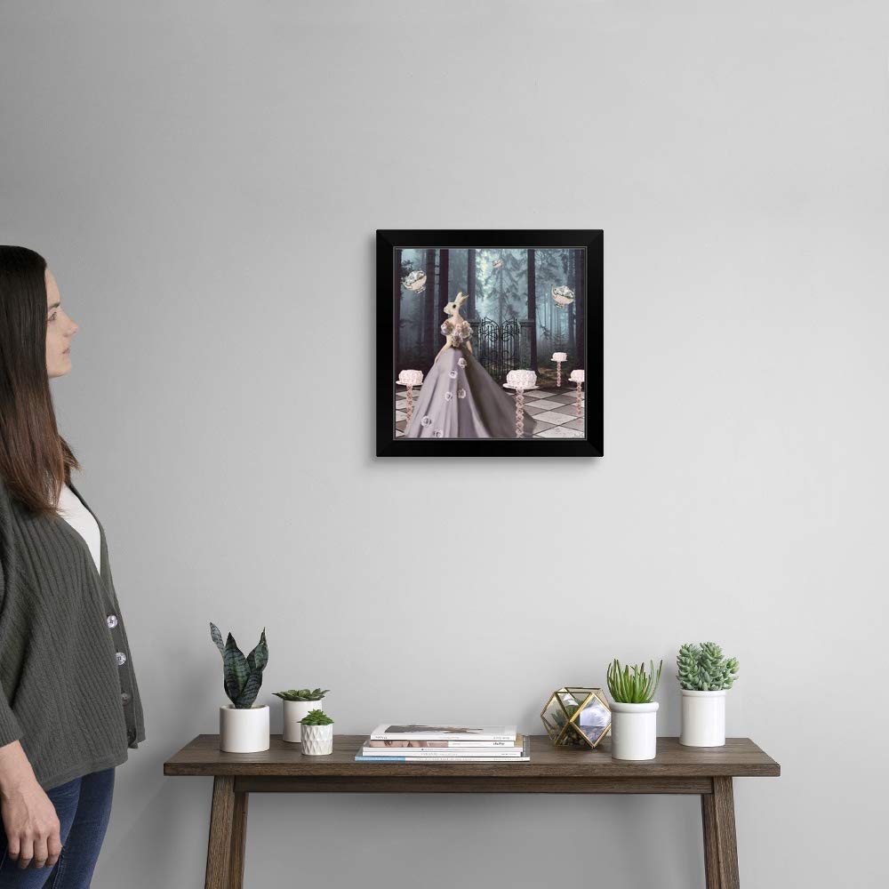Cake Forest Black Framed Rabbit Art Print - Wall Decor for Living Room, Bedroom & Office
