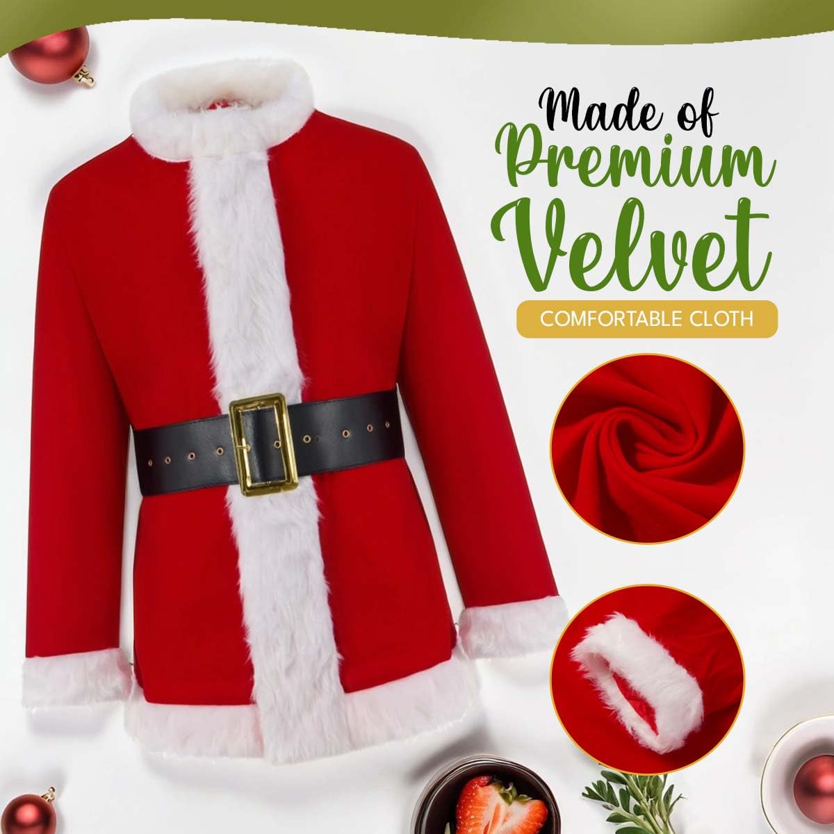 7PCS Christmas Green Monster Costume for Adults - Santa Suit Set with Mask | Festive Holiday Party Outfit for Cosplay, Christmas Events & Themed Gatherings