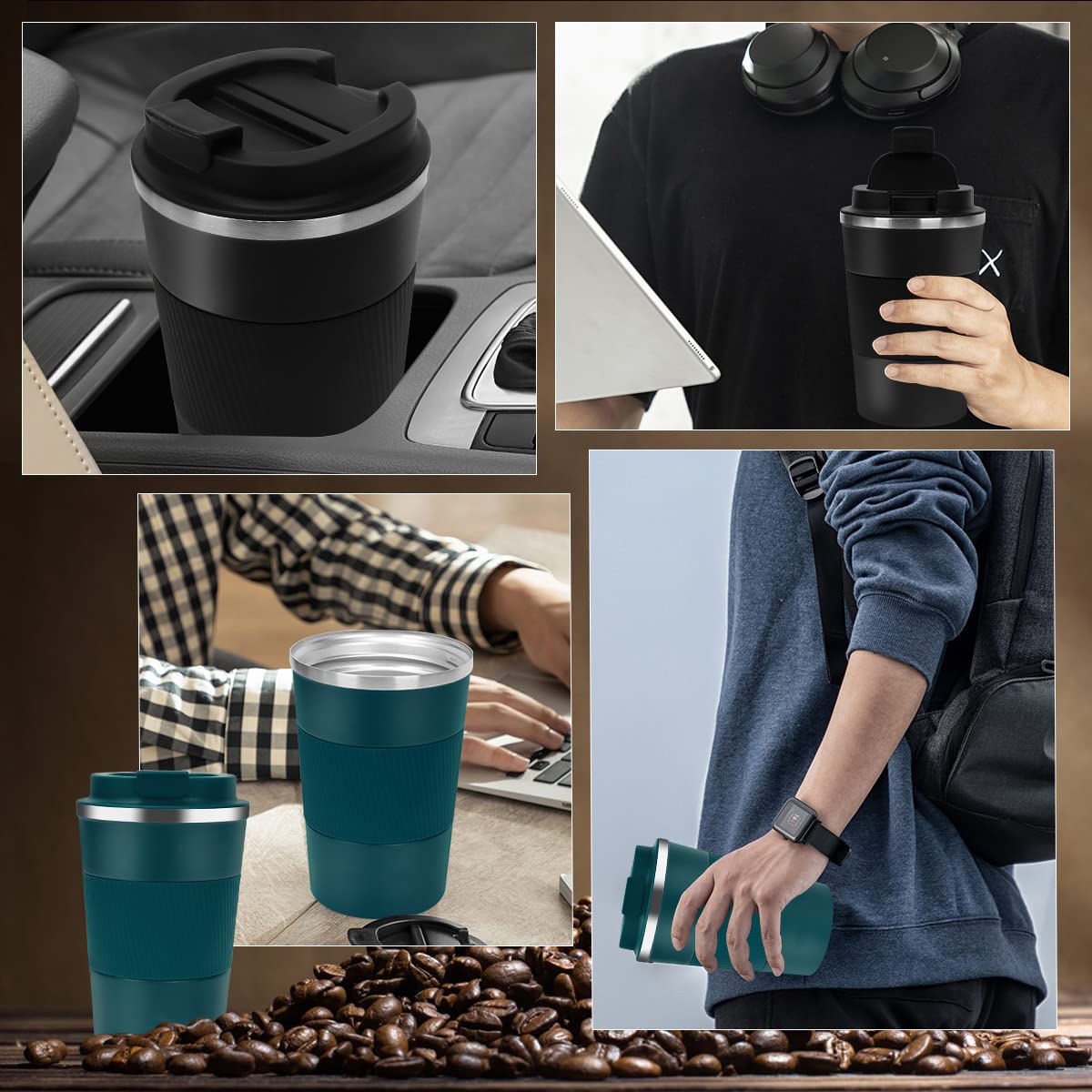 12oz Vacuum Insulated Stainless Steel Tumbler - Leakproof Travel Mug for Coffee, Tea & Beer - Keep Hot/Cold Drinks Perfect for Commuting & Outdoor