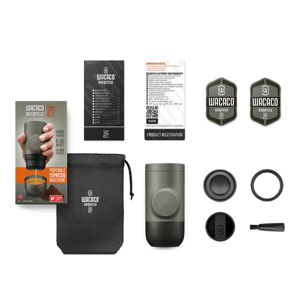 Wacaco MiniPresso GR2 Portable Espresso Maker - Handheld Coffee Machine for Travel, Camping & Office - Compact & Lightweight Espresso Maker for Fresh Coffee Anywhere