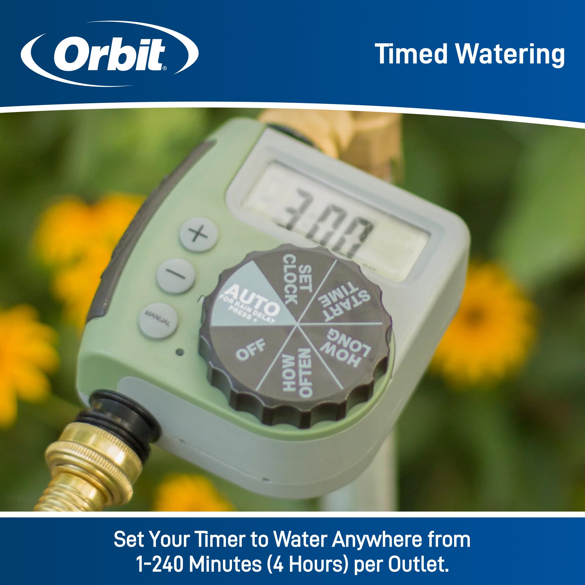 Orbit 62056 Single Outlet Hose Faucet Timer with Easy Dial Control - 3 Pack for Garden, Lawn, and Plant Watering Automation