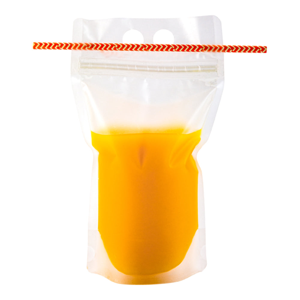 Bag Tek 17 oz Clear Plastic Drink Pouch with Single Zipper - 5 x 9 x 1.5 Inches - 100 Count Box - Perfect for Juice, Smoothies, and On-the-Go Hydration