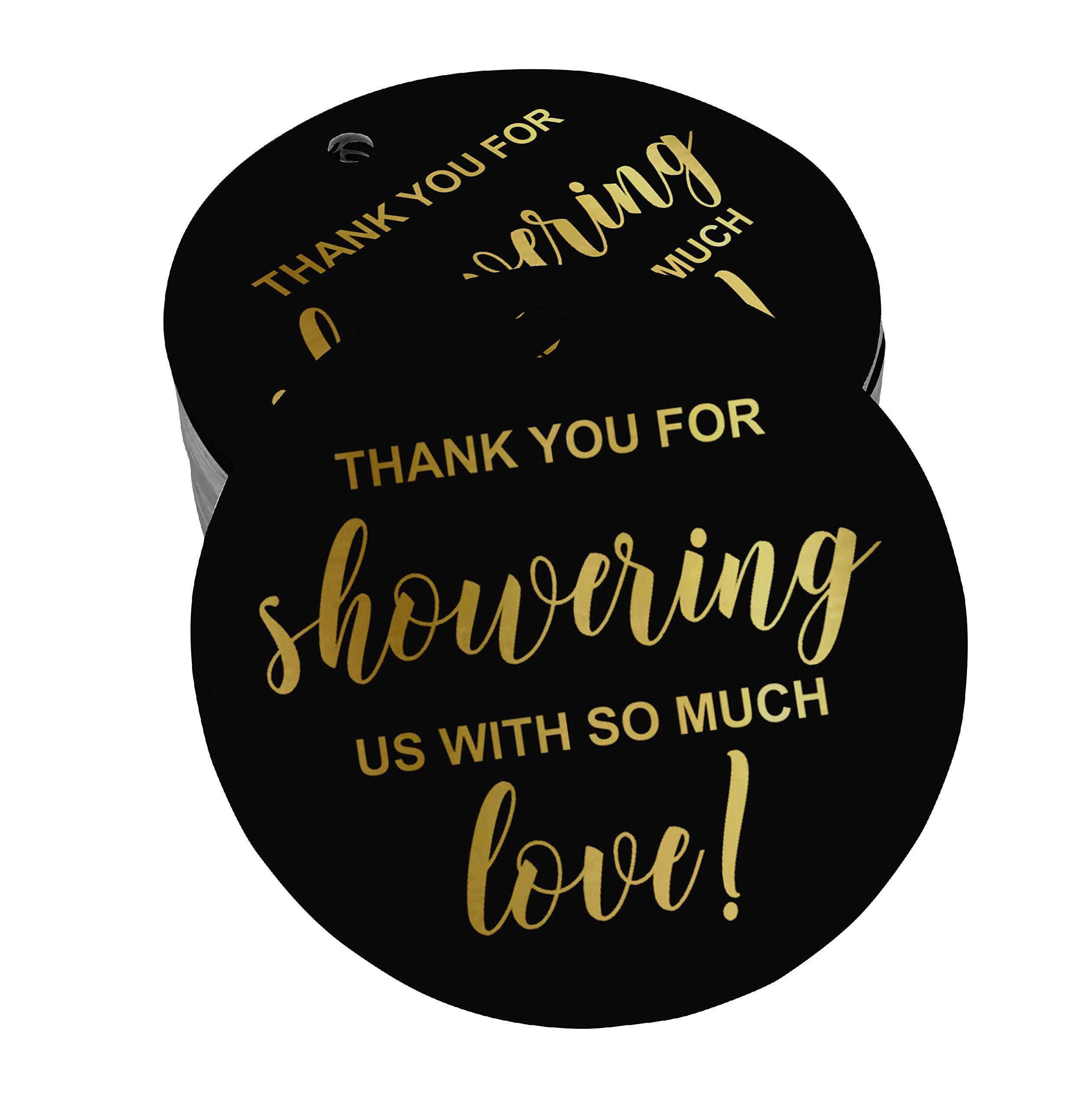 100pcs Real Gold Foil Thank You Tags for Baby Shower & Bridal Favors - Elegant Hanging Paper Gift Tags for Wedding, Birthday & Special Occasions