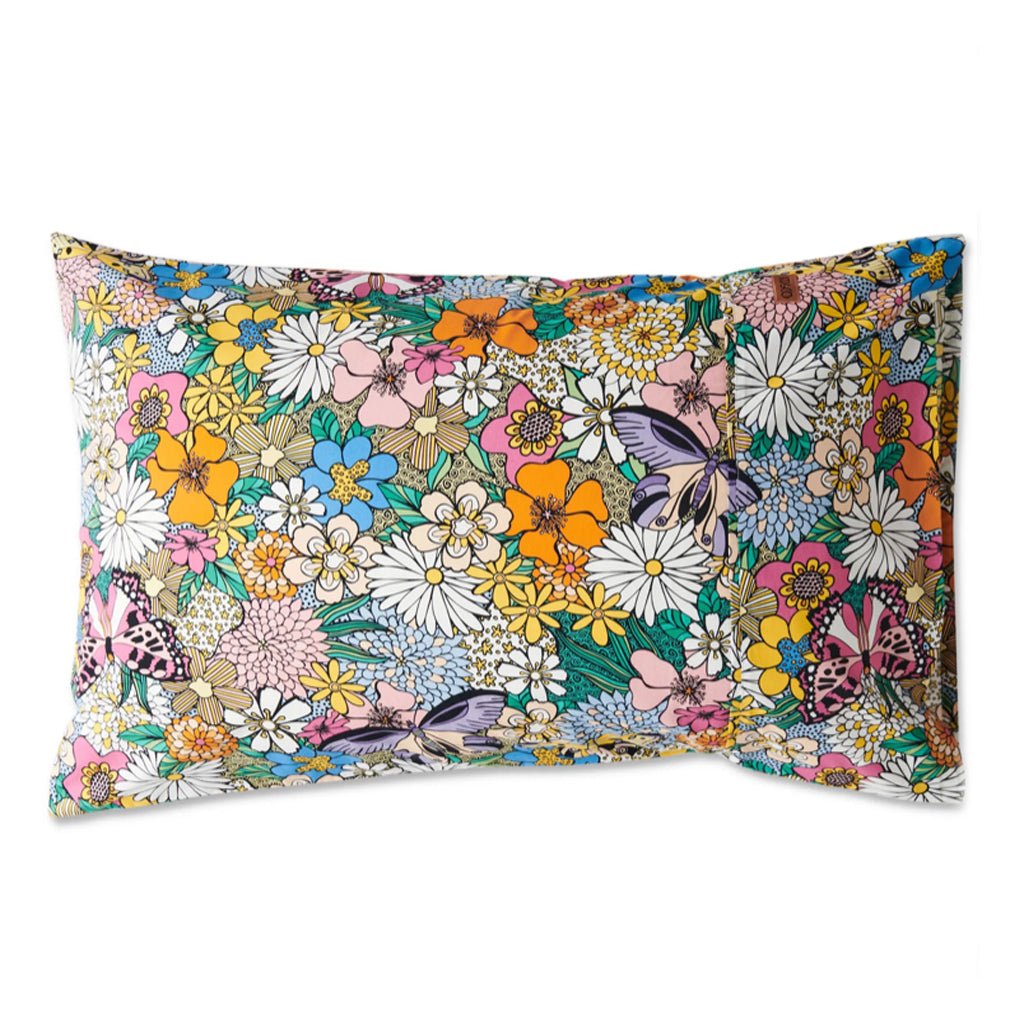 Bliss Floral Organic Cotton Single Pillowcase - Soft Hypoallergenic Bedding for Side Sleepers & Sensitive Skin - Perfect for Home, Hotel, and Travel Use