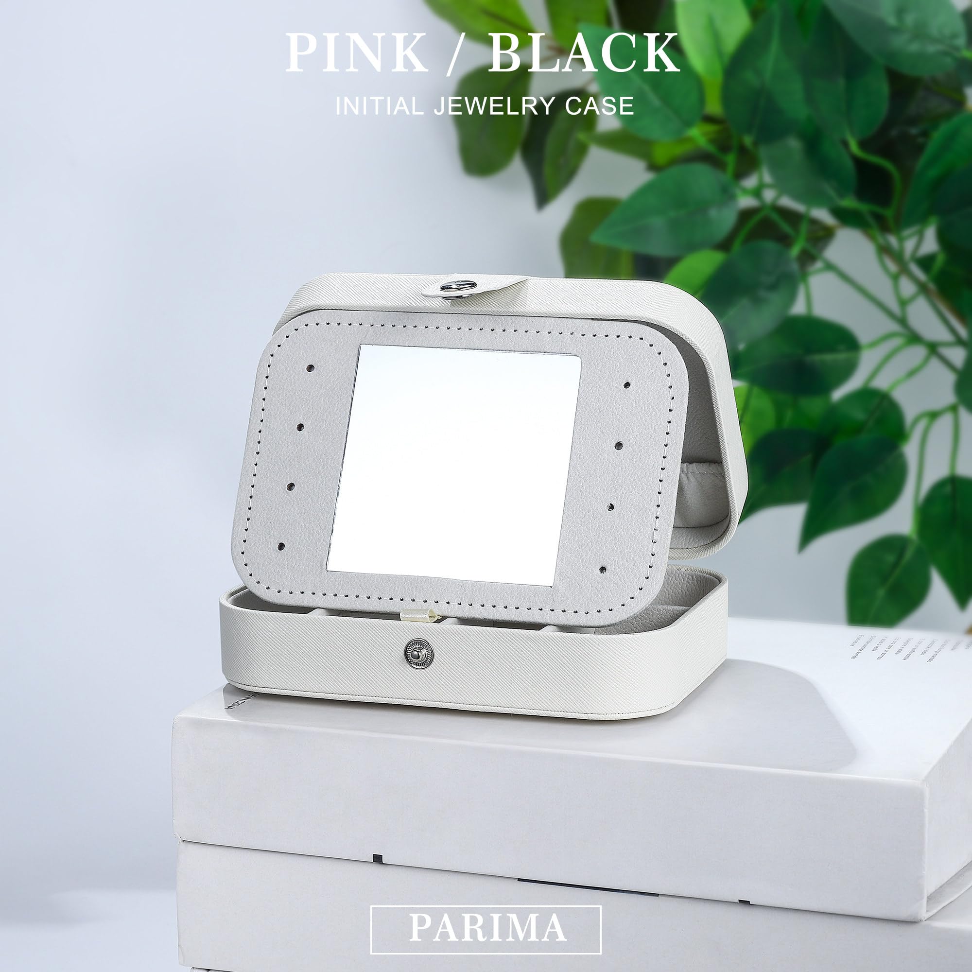 Parima Travel Jewelry Organizer for Women - Compact Jewelry Case for Necklaces, Earrings & Rings | Portable Jewelry Storage Box | Perfect Travel Accessory & Gift for Women (Letter V, White) | Great for Vacations, Business Trips & Daily Organization