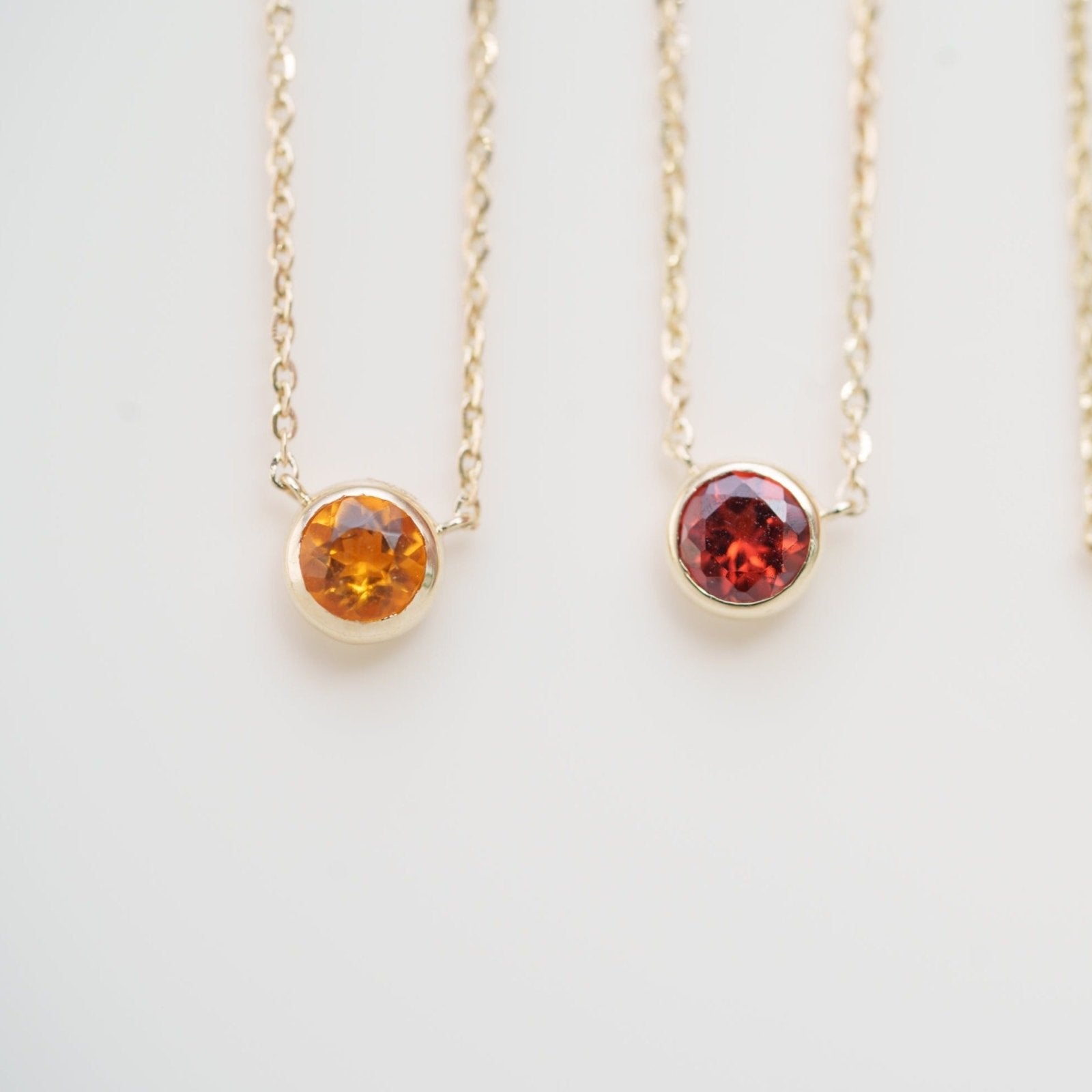14k Yellow Gold Citrine Station Necklace - Bezel Set Gemstone Jewelry for Women, Gift for Her, Birthday, Anniversary, Valentine's Day