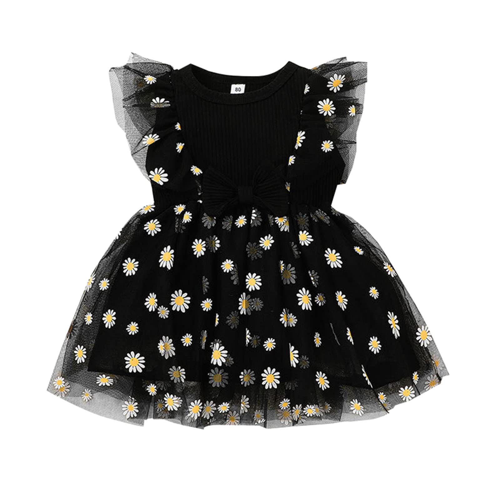 Newborn Baby Girl Floral Lace Sundress - Summer Princess Dress with Bowknot & Tulle Skirt - Perfect for Photoshoots, Birthday Parties & Special Occasions