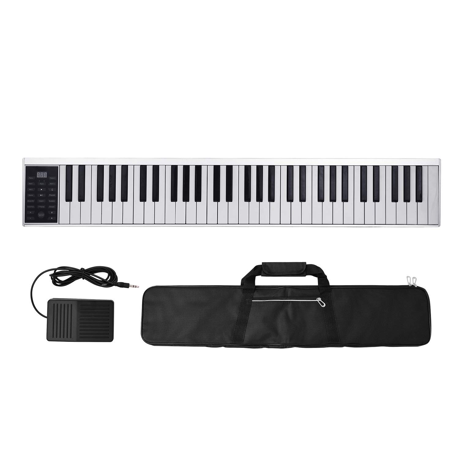 Fesjoy 61-Key Digital Electronic Piano Keyboard with MIDI Output, 128 Tones & Rhythms, 14 Demo Songs, Recording & Playback - Built-in Stereo Speakers & Sustain Pedal - Perfect for Beginners, Home Practice & Music Production