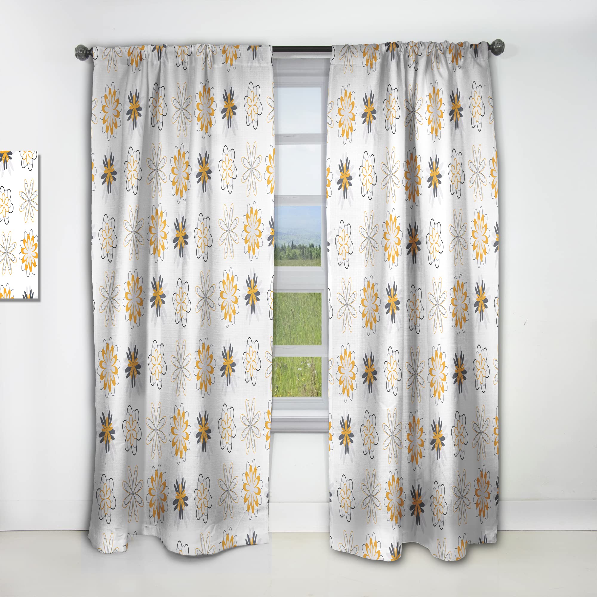 DesignQ Thermal Insulated Curtains - Retro Floral Pattern VIII - 52x90 Inch Single Panel for Bedroom & Living Room - Blackout Drapes for Home Decor, Energy Saving & Privacy Protection