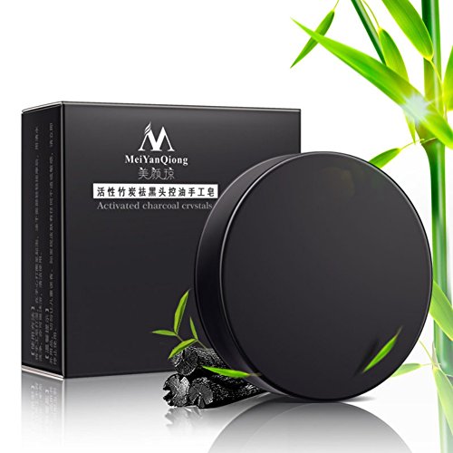 BaiMoon Bamboo Charcoal Soap Bar - Handmade Activated Charcoal Soap for Deep Cleansing & Oil Control | Treats Acne, Eczema, Psoriasis & Rosacea | Ideal for Oily & Problem Skin | Perfect for Daily Face & Body Wash, Shower & Travel Use