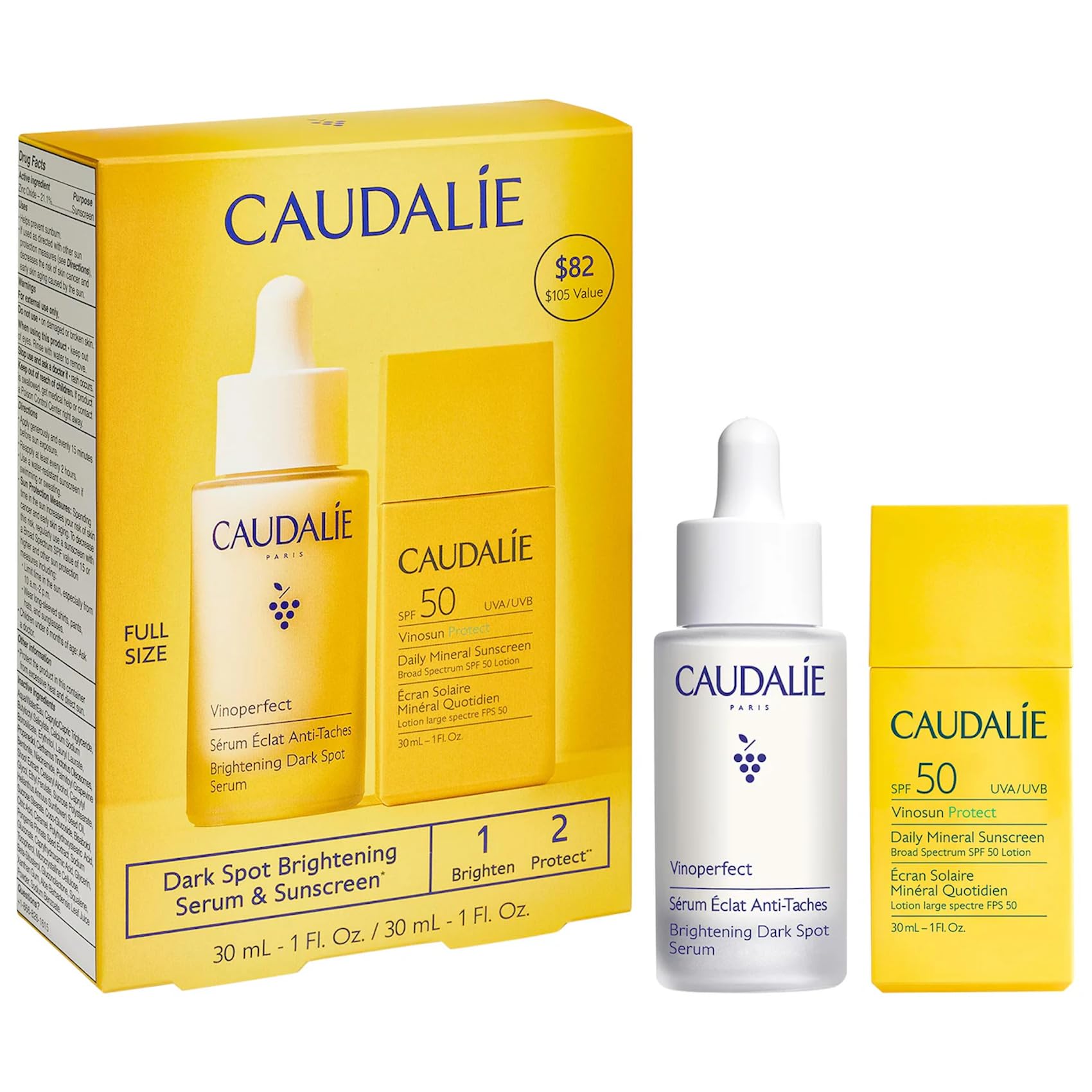 Caudalie Vinoperfect Brightening Dark Spot Serum - 62x More Effective Than Vitamin C with Viniferine for Brighter, Even Skin Tone | Dark Spot Corrector for Face, Hyperpigmentation Treatment, Daily Skincare Routine