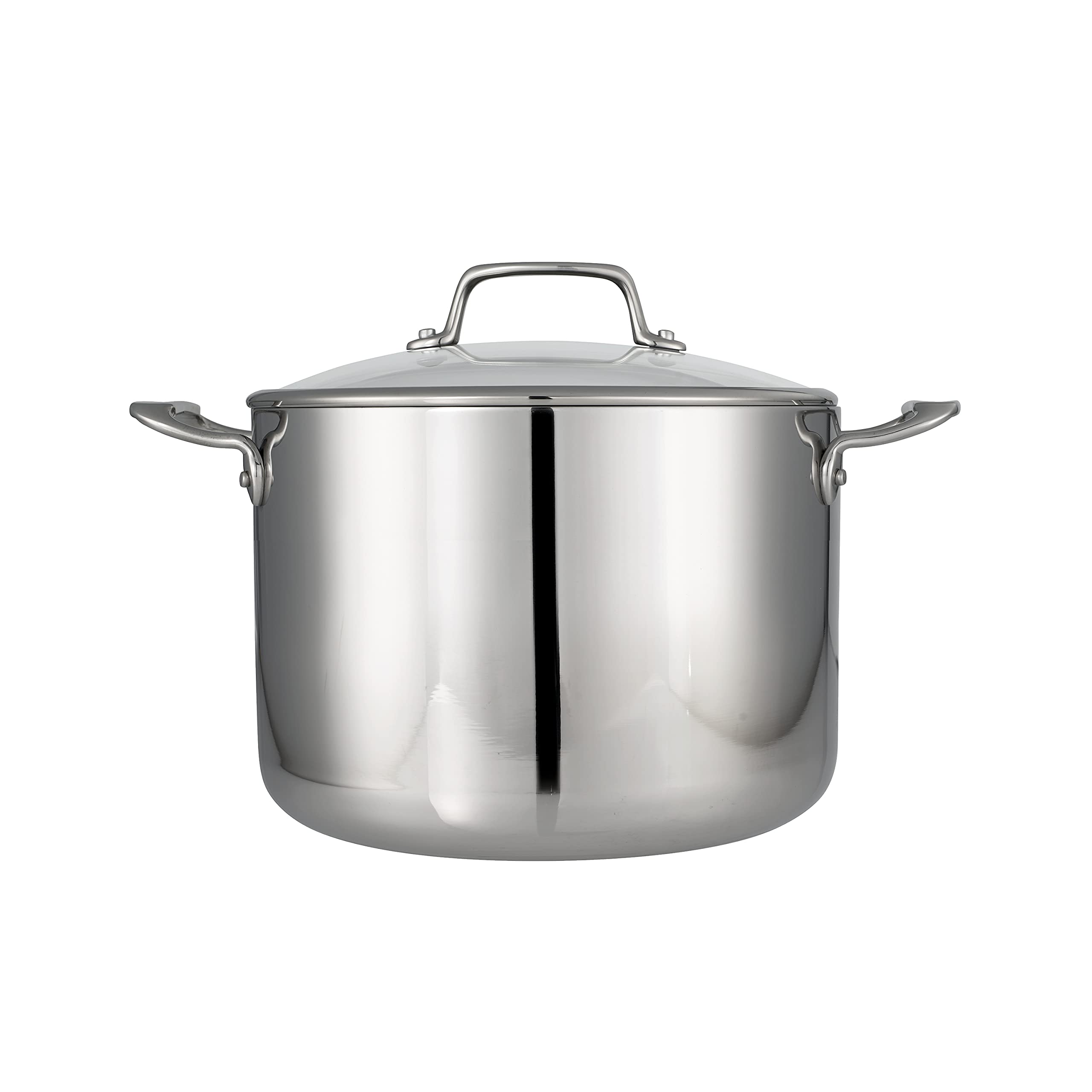 **Tramontina 8-Quart Stainless Steel Stock Pot with Glass Lid – Tri-Ply Clad, Induction-Ready, Dishwasher Safe, NSF-Certified – Perfect for Pasta, Soups & Stews – Made in Brazil**
