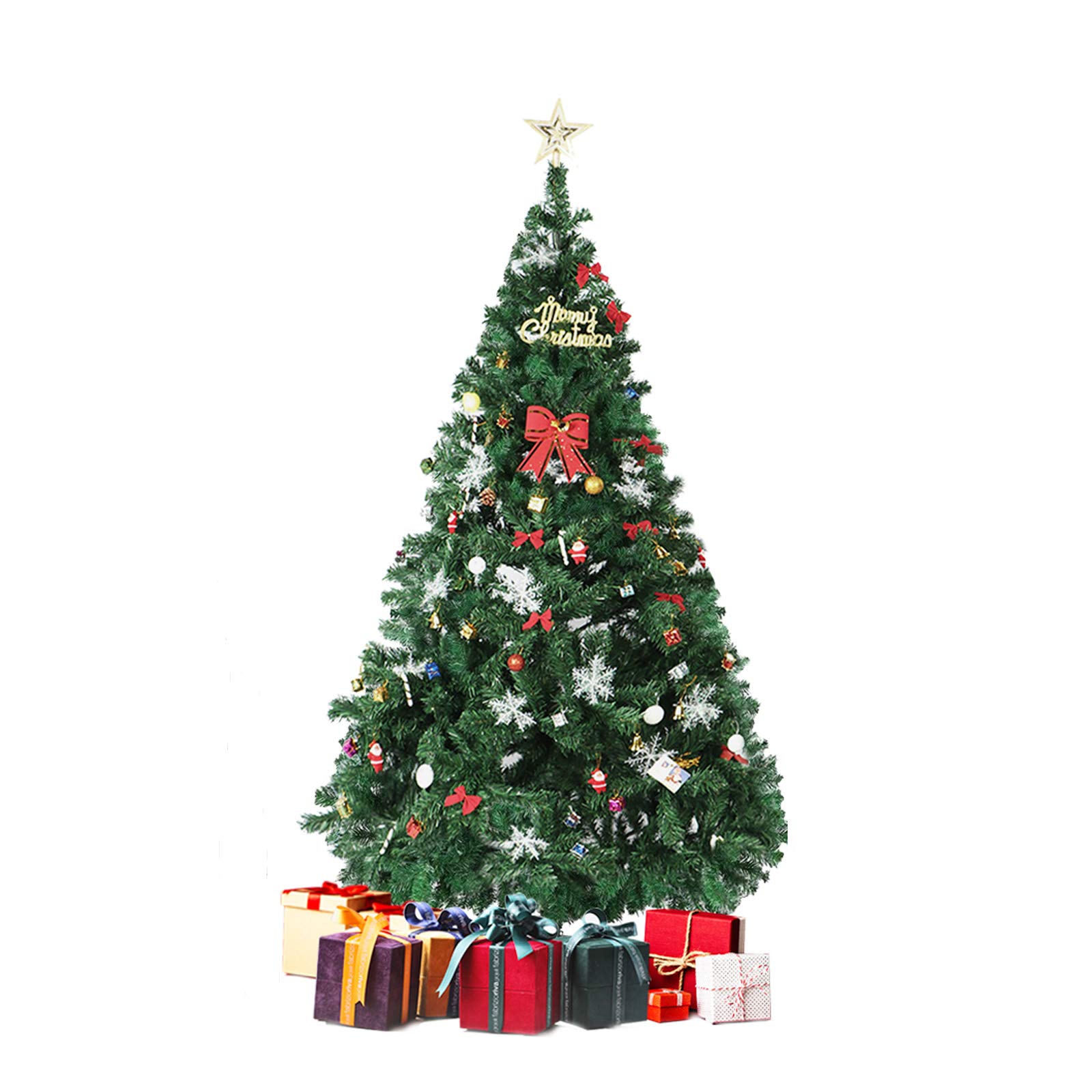 BESTHLS 10 FT Premium Artificial Christmas Tree with Solid Metal Stand & 100 Decorations - 2150 Tips for Home, Office & Holiday Decor