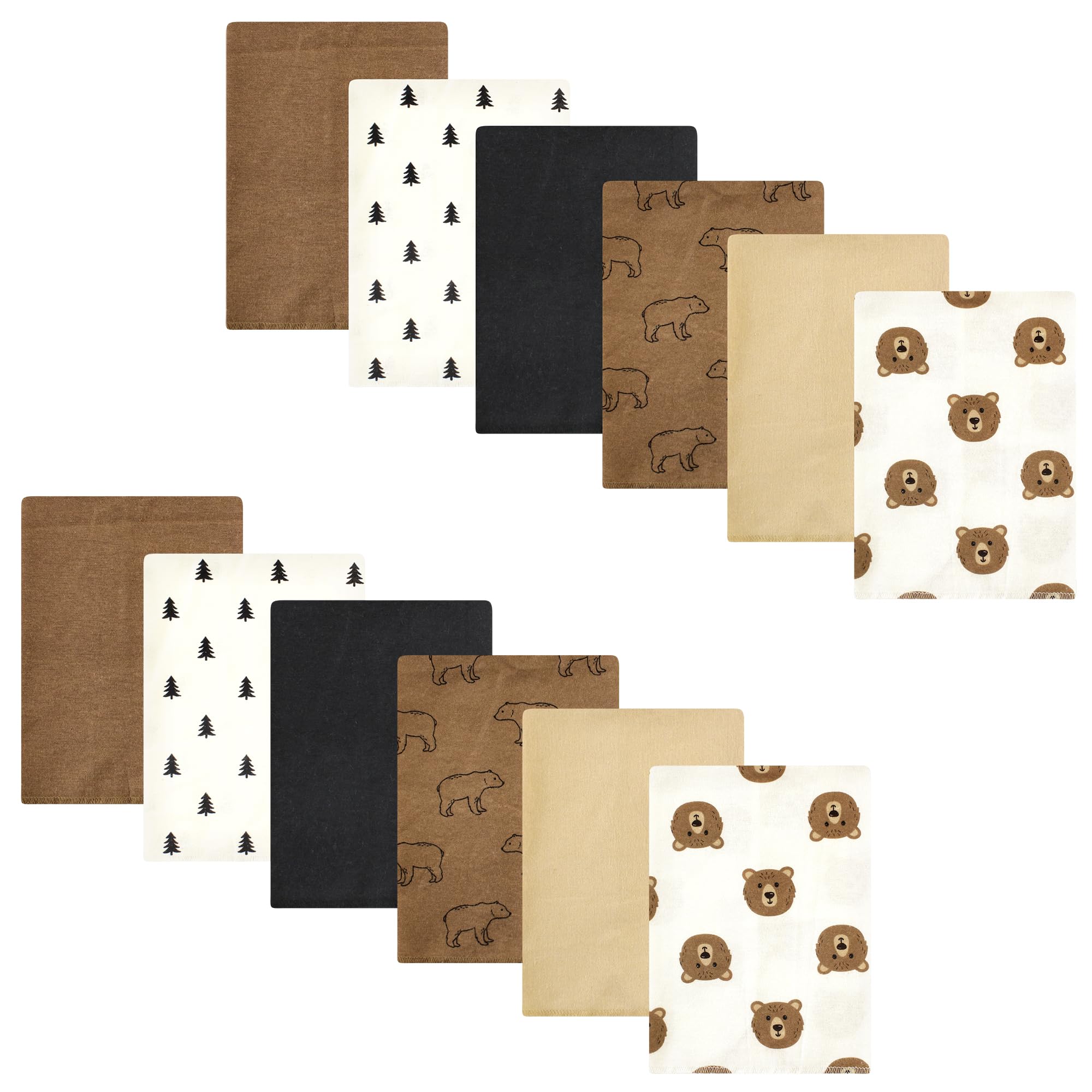 Hudson Baby Unisex Cotton Flannel Burp Cloths Set - Soft & Absorbent for Newborns & Infants - Brown Bear Print - Perfect for Feeding, Spit-Up & Diaper Changes - 6-Pack