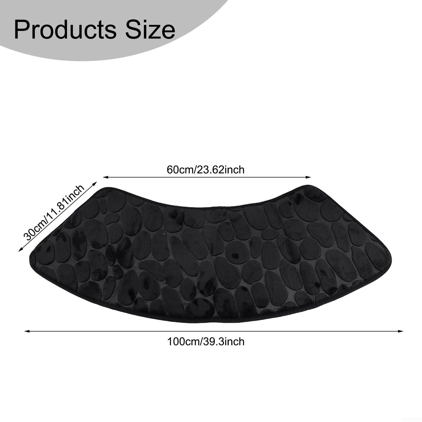 Non-Slip Curved Shower Mat with Fanned Design - Washable Bath Tub Floor Carpet for Shower, Laundry Room & Living Room (Black) | Perfect for Bathroom Safety & Home Decor