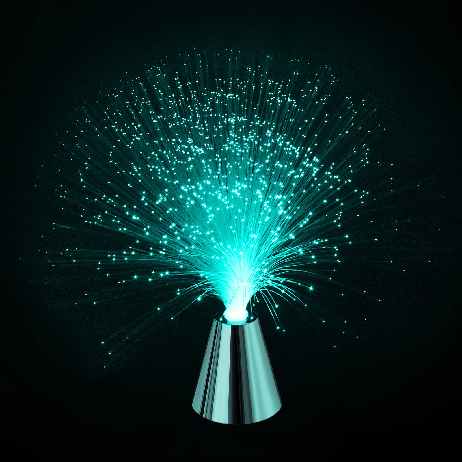 Color Changing LED Fiber Optic Lamp with Cone Base - Battery Powered Sensory Light for Relaxation & Stress Relief - Calming Mood Night Light for Kids Bedroom, Nursery, Meditation Room & Therapy Sessions