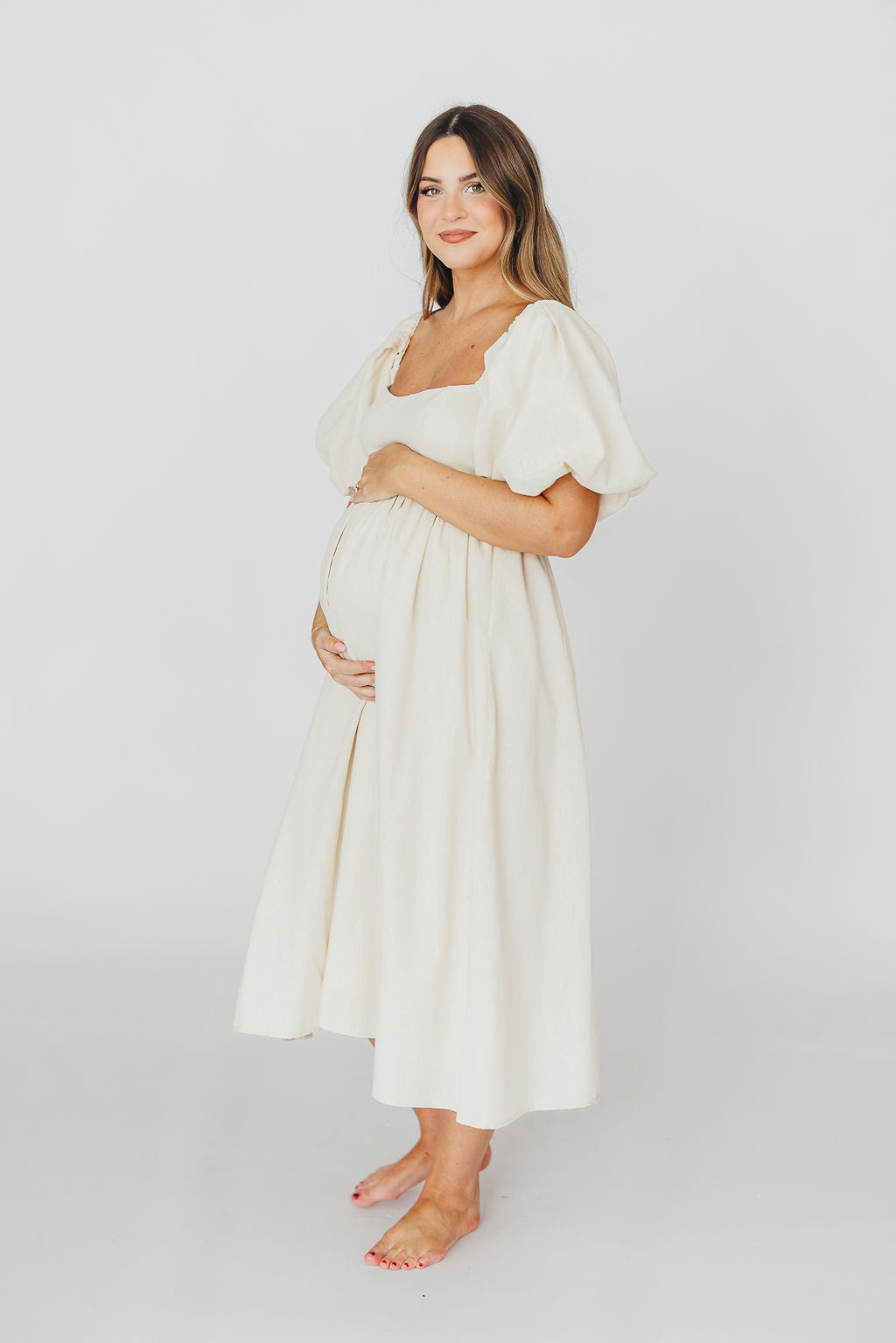 Hamilton Ivory Midi Dress - Bump Friendly Maternity Dress for Pregnancy & Nursing | Perfect for Weddings, Parties & Special Occasions