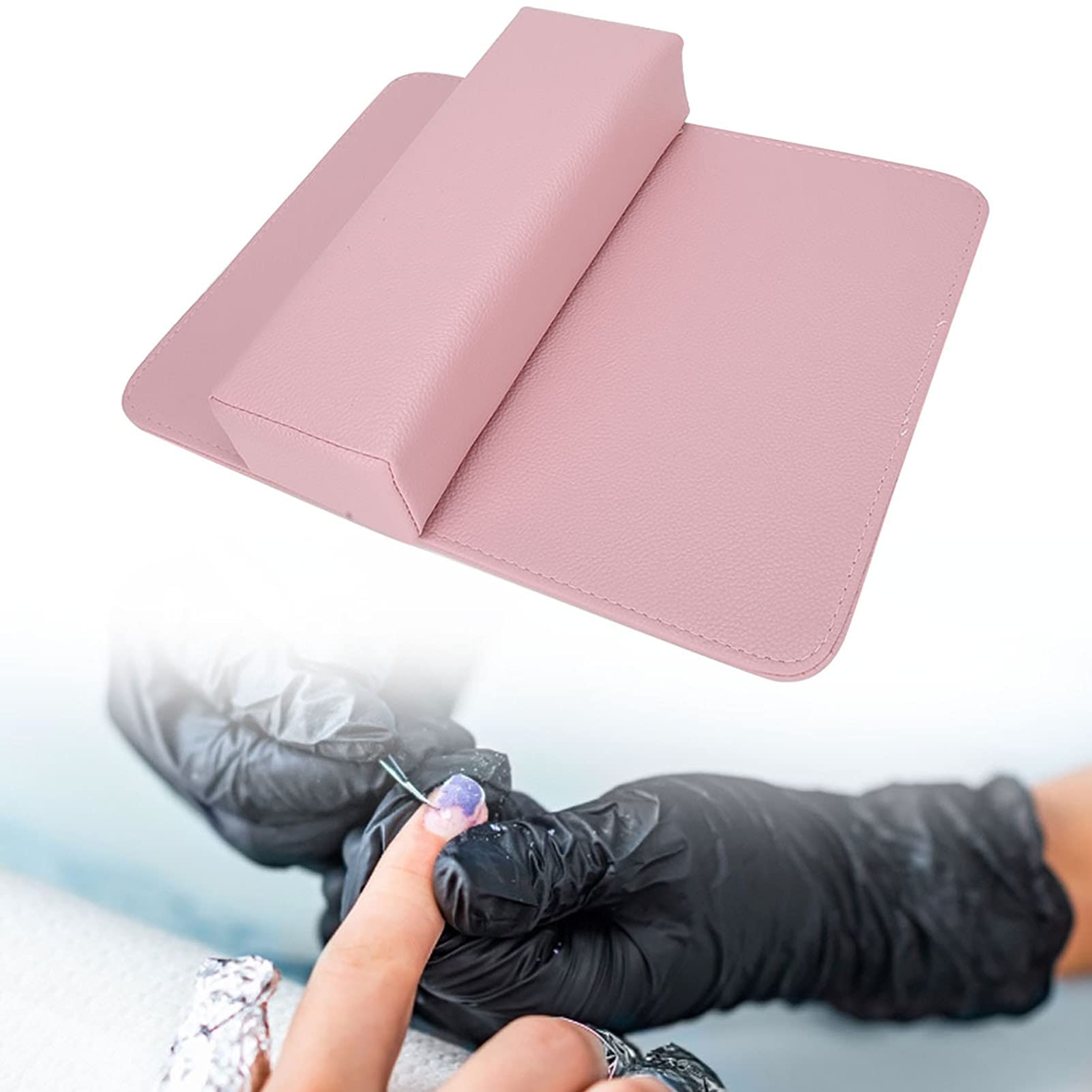 Washable Foldable Nail Art Hand Pillow - Gel Polish Hand Holder & Wrist Rest Cushion for Manicure - Salon Tools Accessories (Pink) | Perfect for Nail Artists, Home Manicures & Salon Professionals