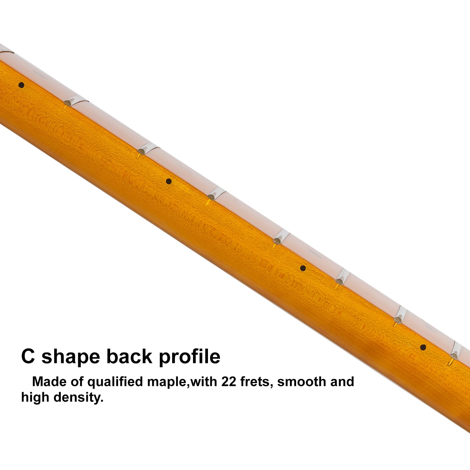 22 Fret TL Canadian Maple Electric Guitar Neck - Bright Yellow Finish, 14
