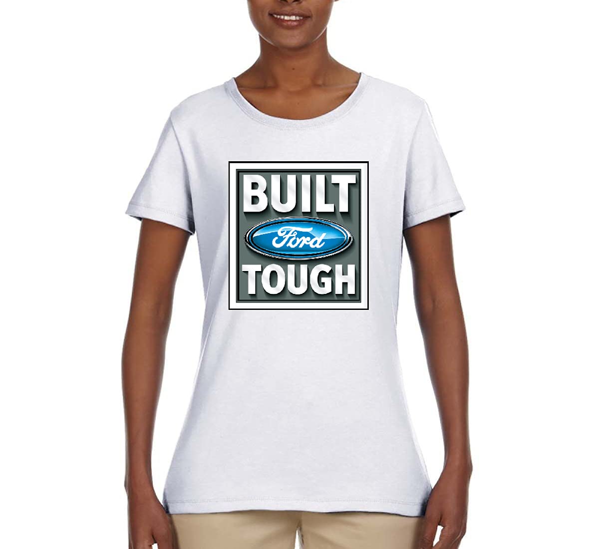 Official Ford Mustang Shelby Licensed Women's Graphic T-Shirt | Classic Cars & Trucks Collection | Built Ford Tough Logo | Casual Wear & Car Enthusiast Gift