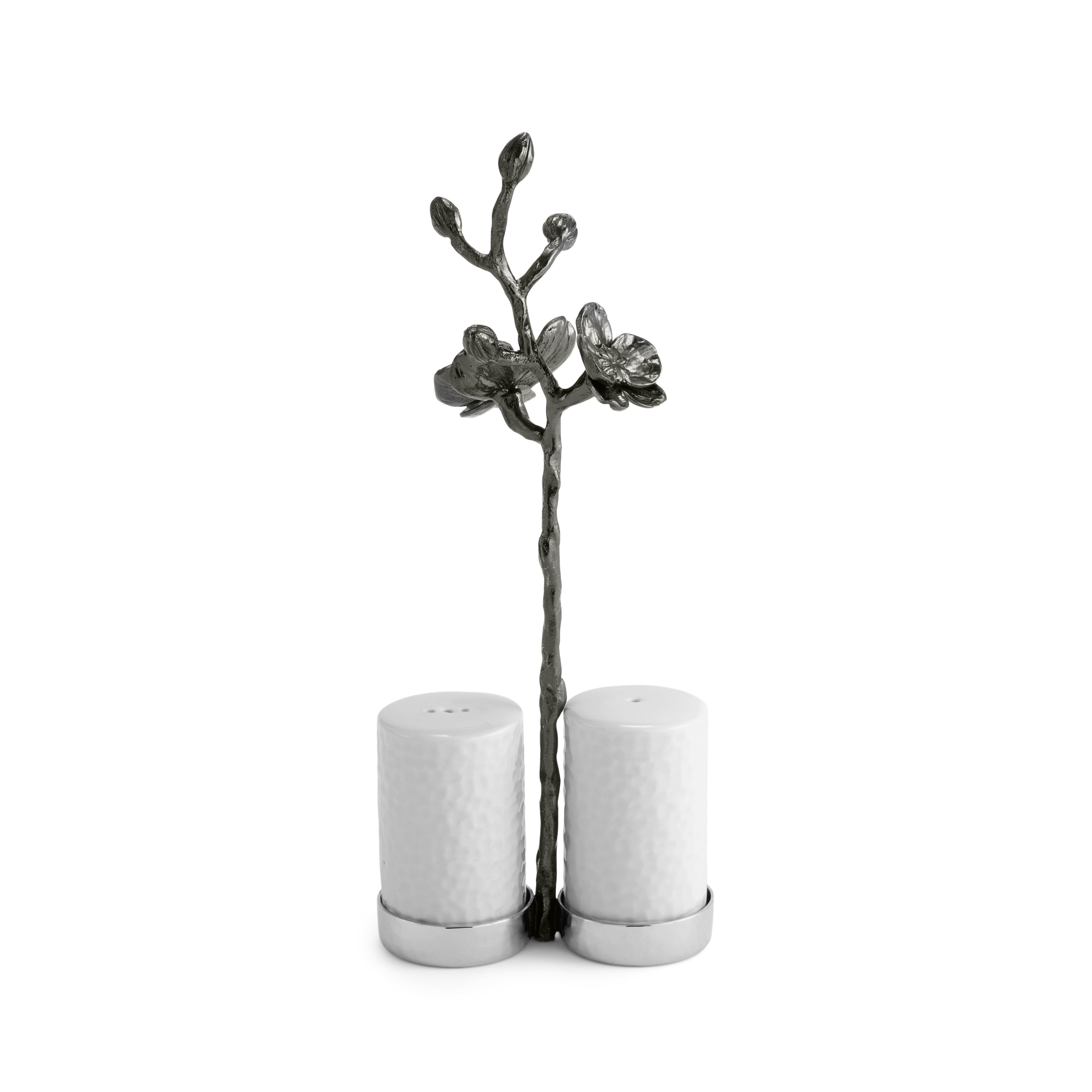 Premium Black Orchid Salt and Pepper Grinder Set - Elegant Ceramic Spice Shakers for Kitchen, Dining Table & Gourmet Cooking