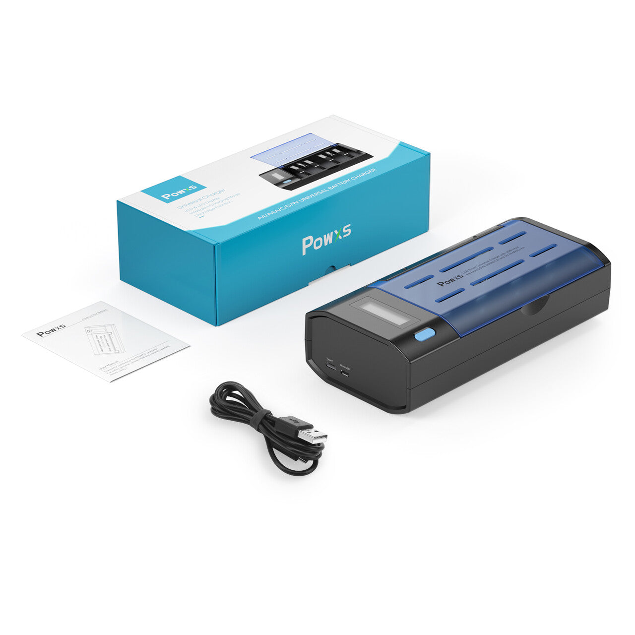Smart LCD Universal Battery Charger for C, D, AA, AAA, 9V Batteries - Fast Charging with Digital Display - Perfect for Home, Office, Toys, and Emergency Kits