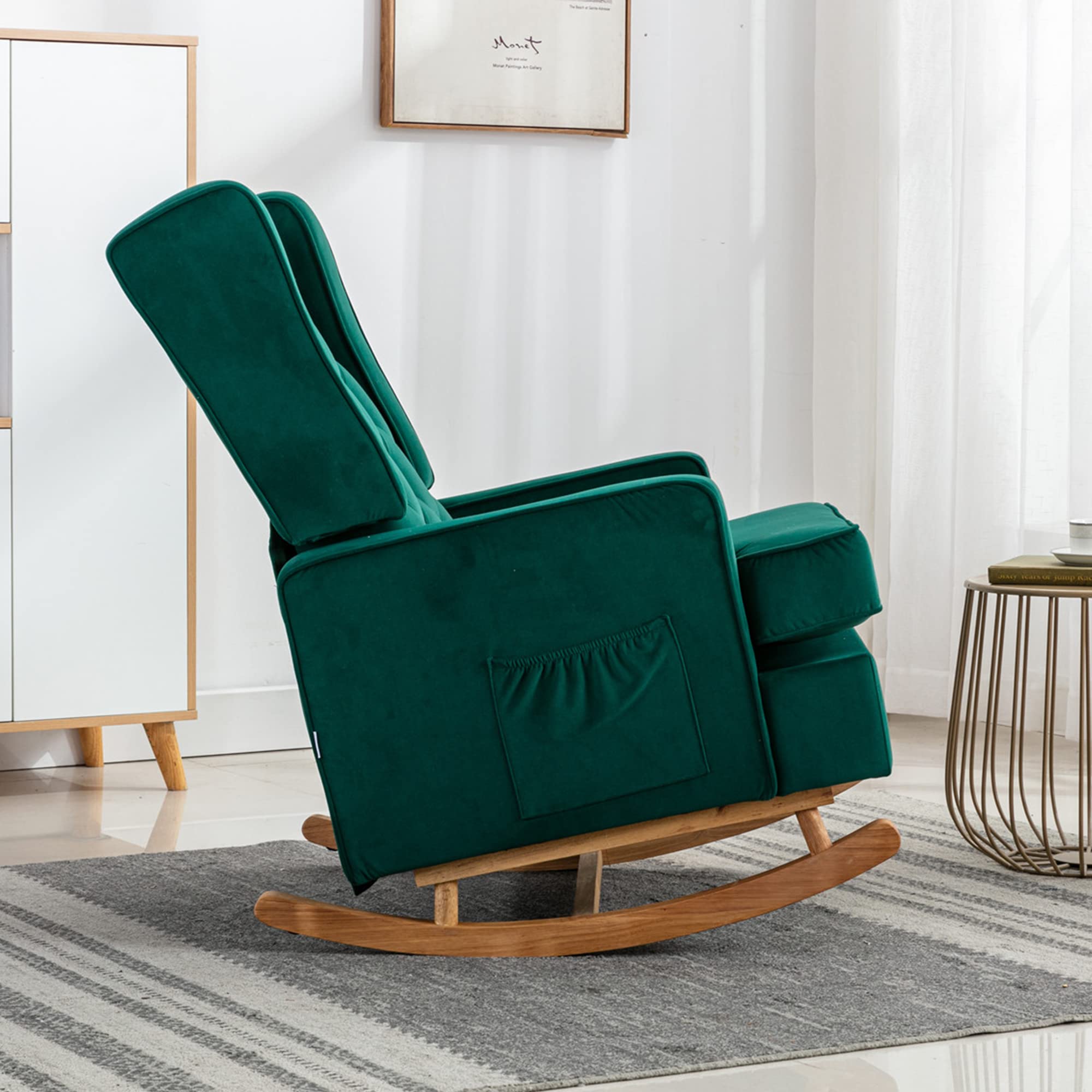 Modern Nursery Rocking Chair - High Back Upholstered Armchair with Comfortable Cushion | Perfect for Baby Nurseries, Living Rooms & Cozy Reading Corners