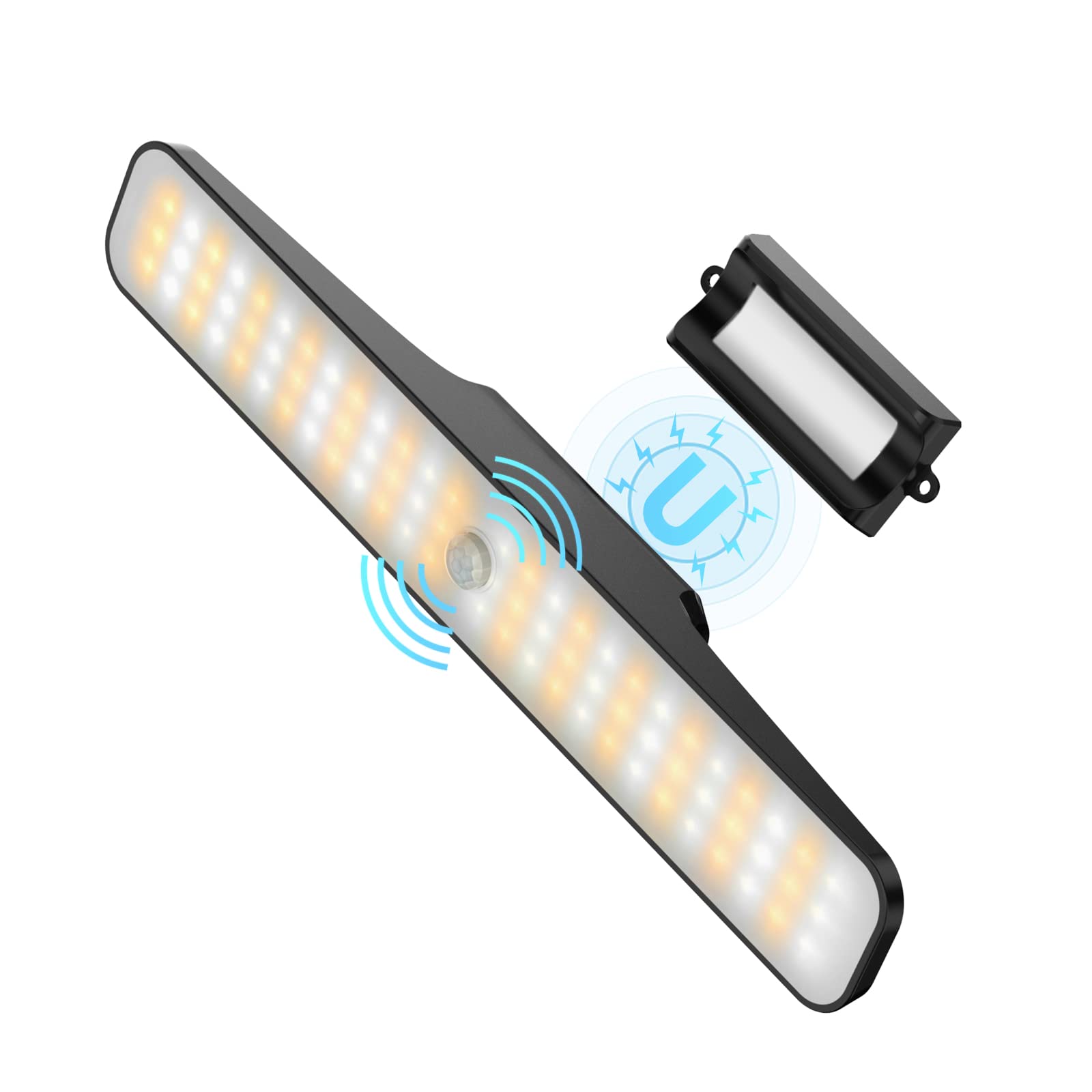 Gokda Wireless Under Cabinet Lights with Motion Sensor - 78 LED USB Rechargeable Closet Light, 4500mAh Battery Under Counter Lighting for Kitchen, Wardrobe, Cupboard & Storage Areas - Perfect for Nighttime Safety and Convenience