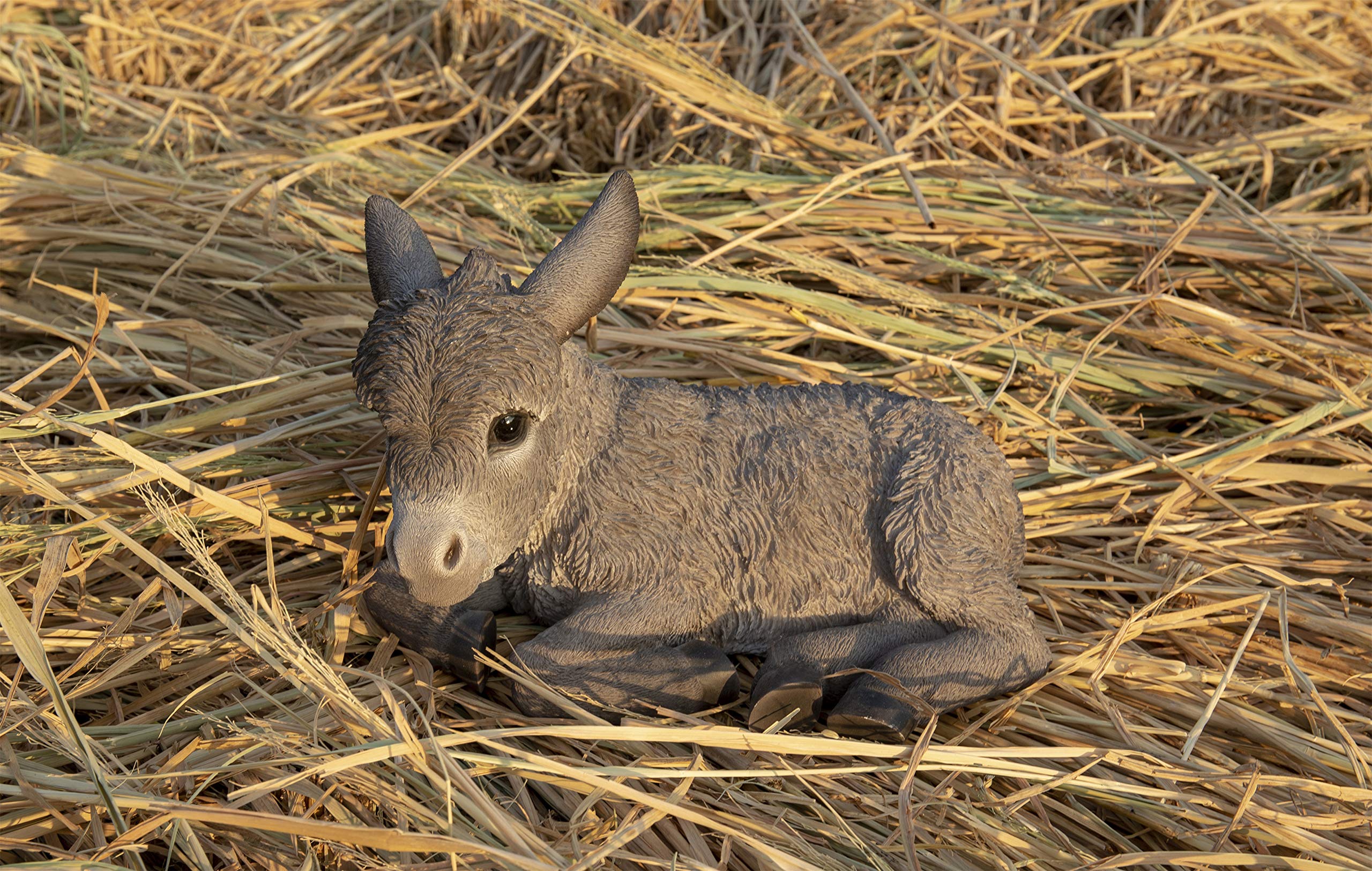 Medium Brown Donkey Foal Lying Down Statue - Perfect for Farmhouse Decor, Nursery Room, and Animal Lover Gifts