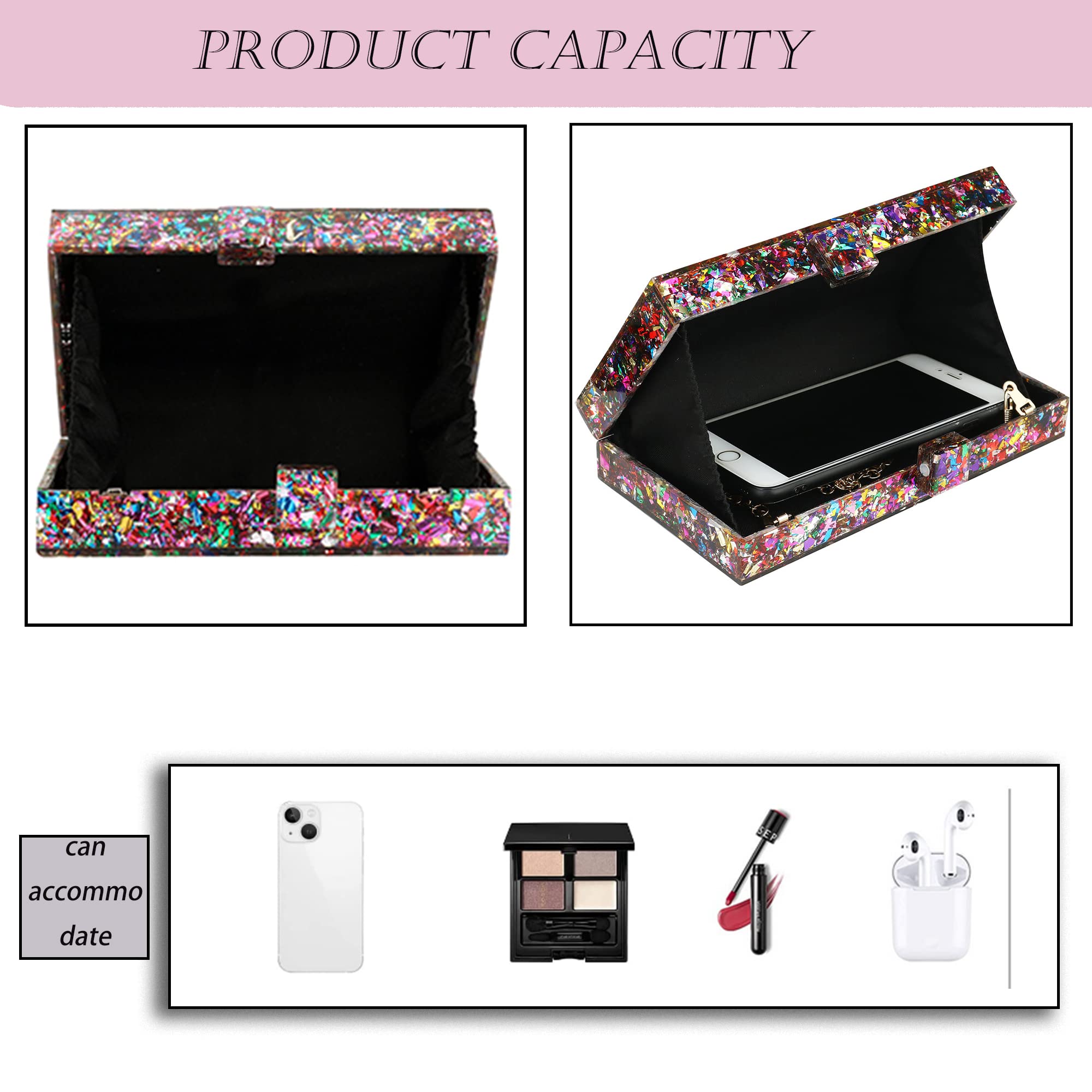 Elegant Acrylic Women's Clutches & Evening Bags - Multicolor Shoulder Crossbody Purse for Wedding, Prom, Party & Formal Occasions | Perfect for Cocktail Events, Date Nights & Special Celebrations
