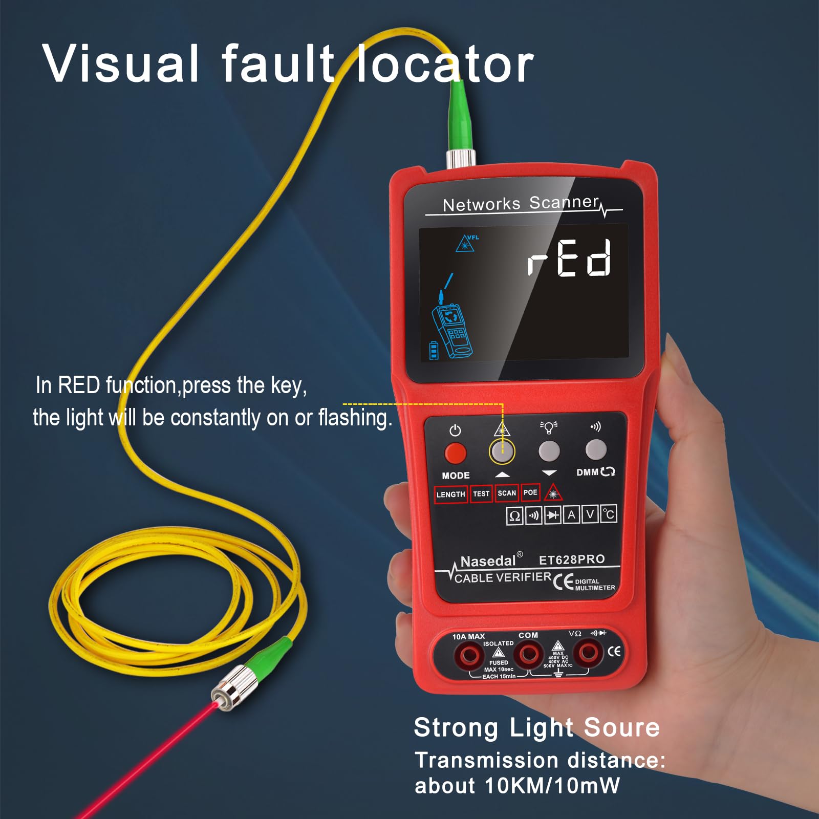 Professional 3-in-1 Network Cable Tester - Ethernet Tester, Wire Tracker & Tone Generator for RJ45/RJ11/BNC (CAT5/CAT6/CAT7/CAT8) with PoE Test, Cable Length Measurement & Port Flash - Includes 3 Remote Testers - Perfect for IT Professionals, Network Installations & Home Office Setup