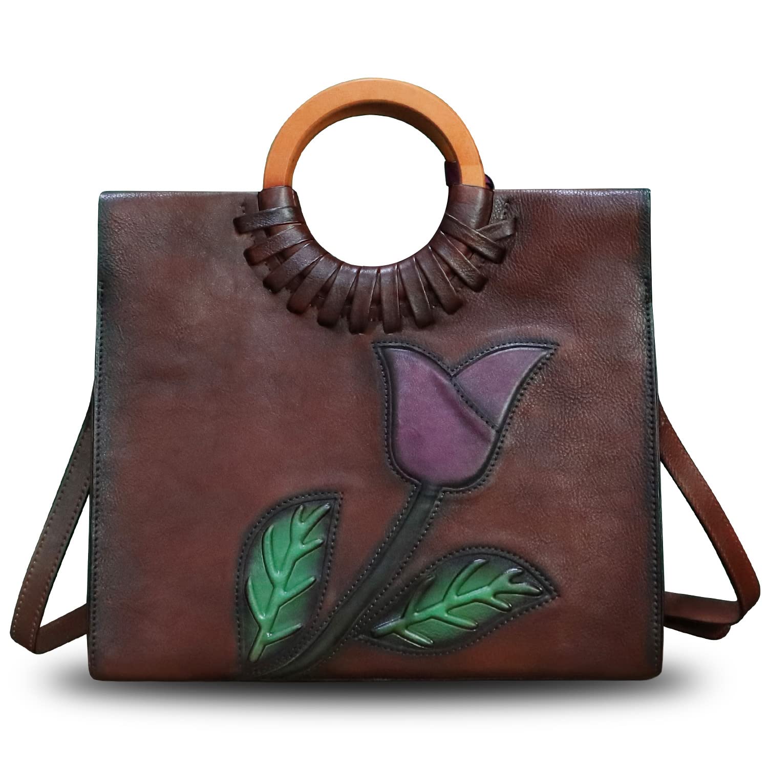 Vintage Genuine Leather Top Handle Handbag for Women - Retro Cowhide Satchel Crossbody Purse | Perfect for Work, Travel & Everyday Use