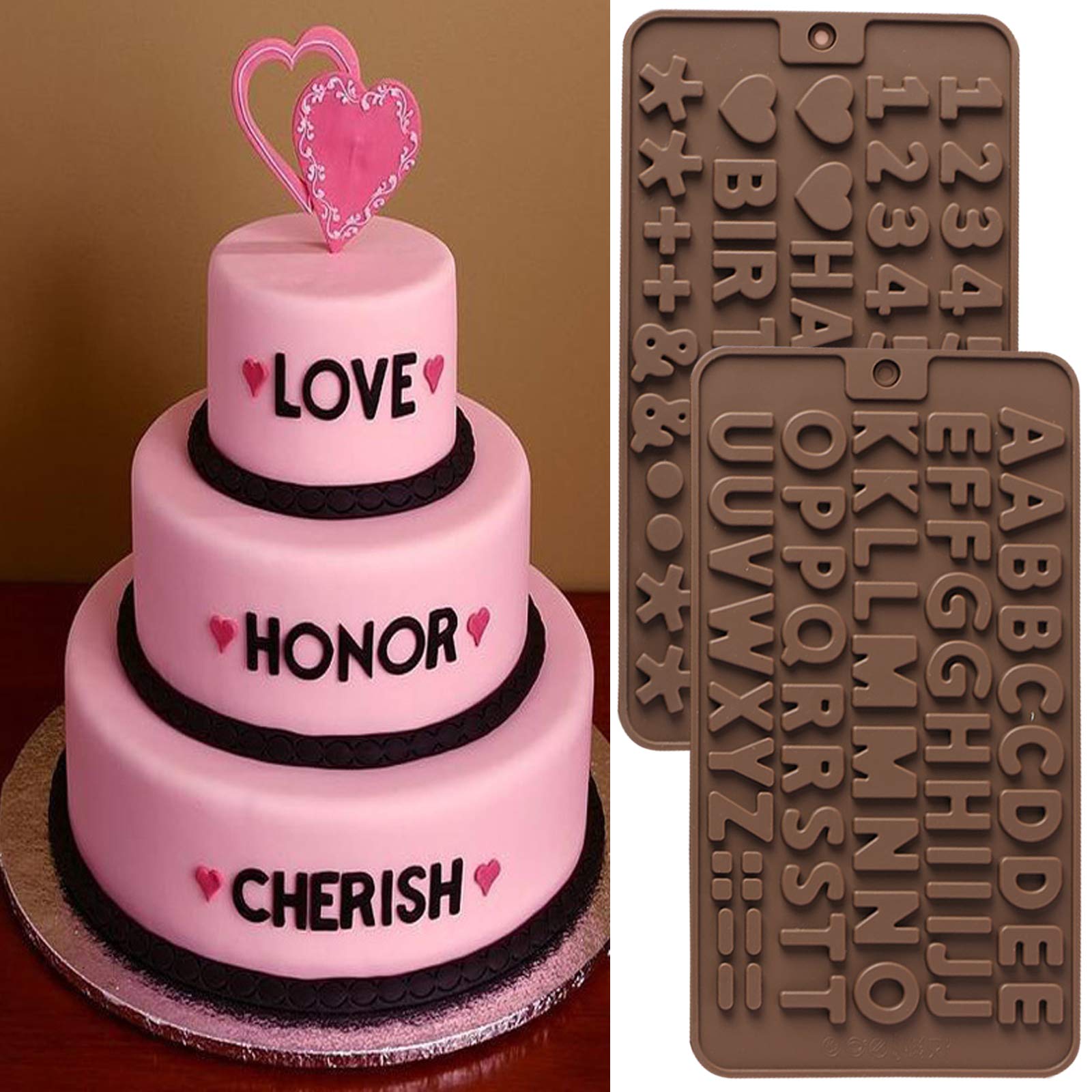 AFUNTA 2-Piece Silicone Alphabet Chocolate Mold & 2-Piece Number Cake Decorating Molds - DIY Baking Tools for Cookies, Chocolate, Candy, Jelly - Perfect for Birthday Parties, Baby Showers & Holiday Treats