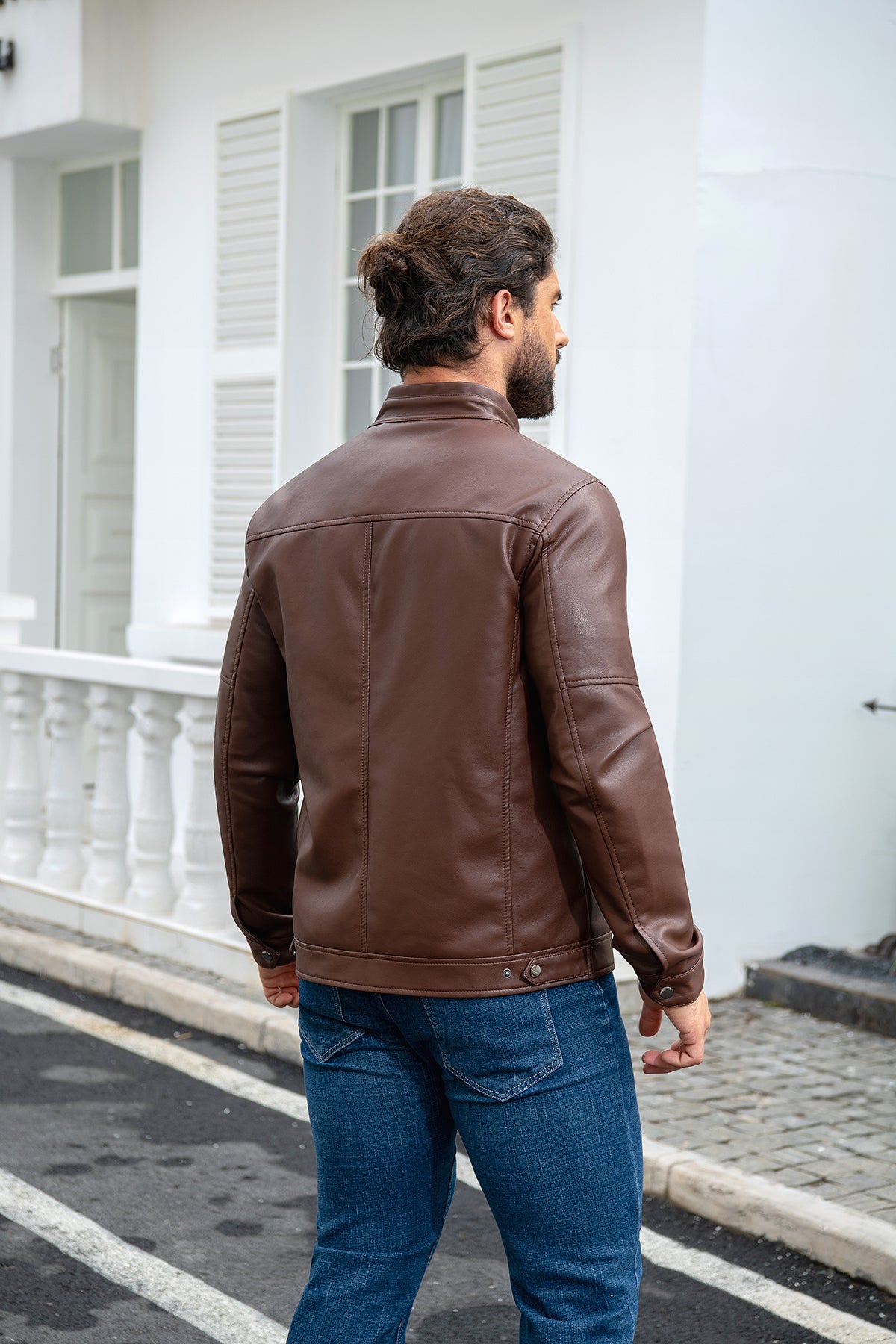 Men's Brown Leather Jacket - Casual Zip-Up Motorcycle Outerwear for Bikers & Fashion | Perfect for Riding, Daily Wear & Outdoor Adventures