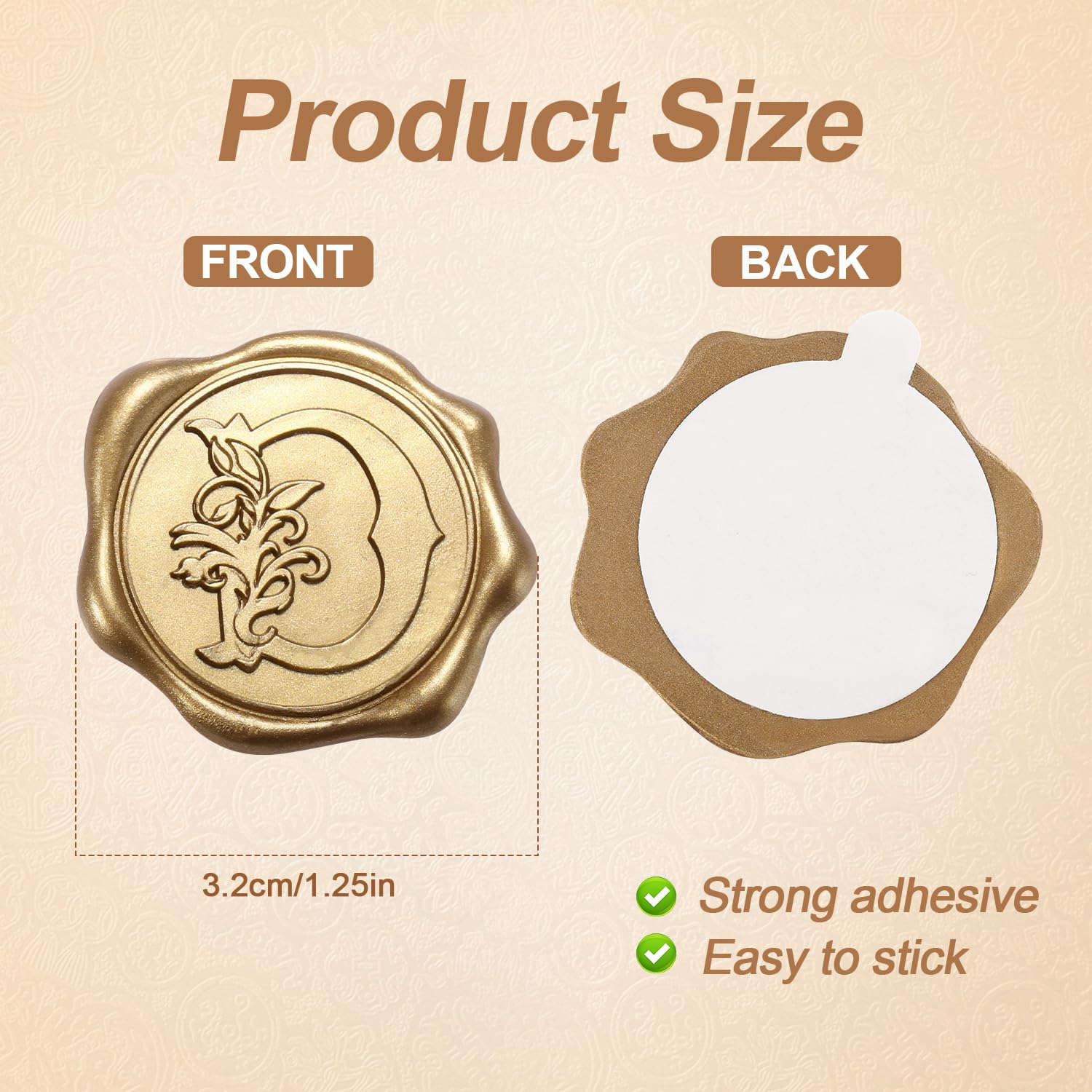 50pcs Self-Adhesive Wax Seal Stickers - Gold Alphabet Letter Seals for Wedding Invitations, Christmas Cards & Envelopes | Elegant Bronze Decorative Seals for DIY Crafts, Party Favors & Gift Wrapping