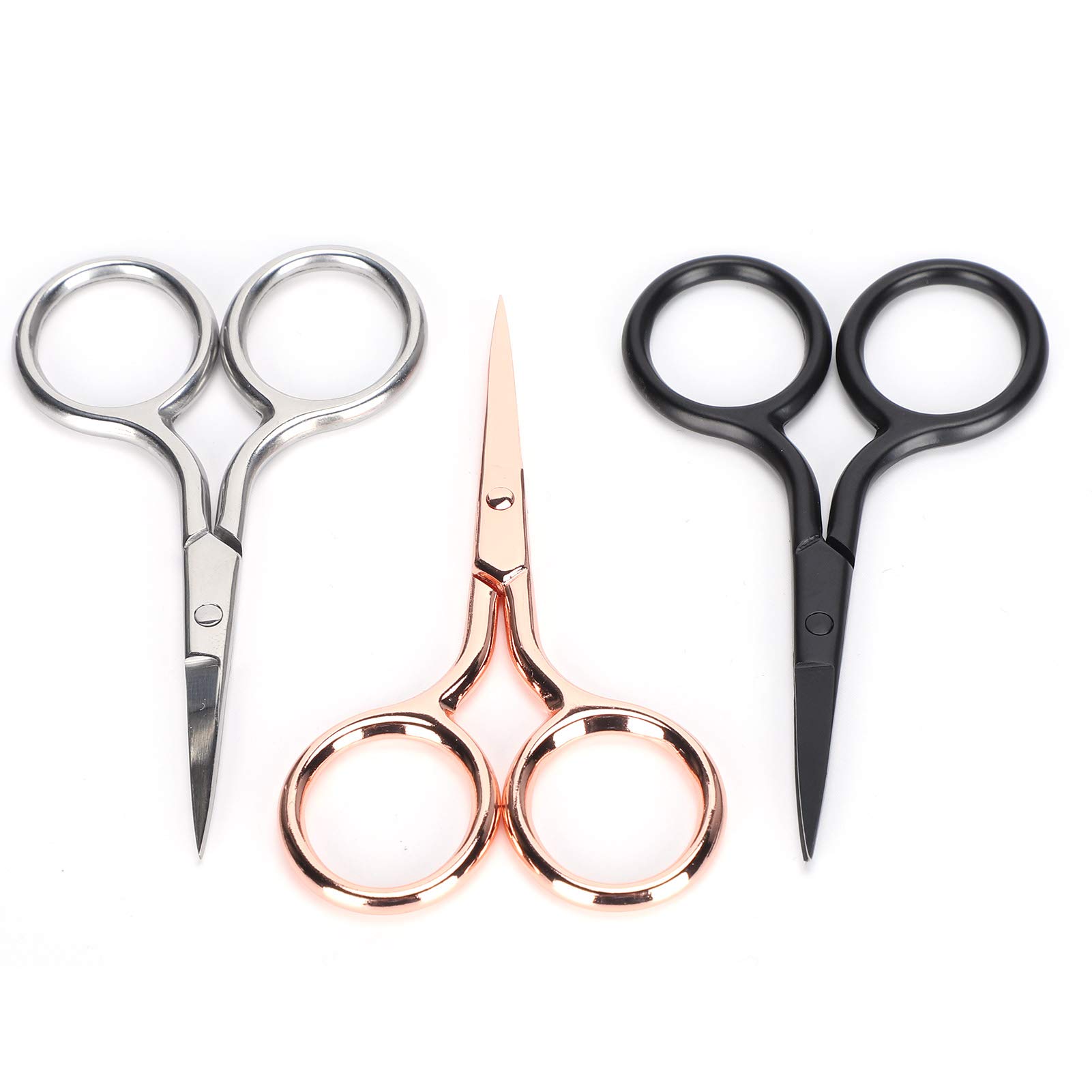 3PCS Professional Grooming Scissors Set - Nose Hair Trimmer, Eyebrow Scissors & Mini Beauty Scissors | Vintage Style Stainless Steel Grooming Kit for Men & Women | Perfect for Eyebrow Shaping, Nose Hair Trimming & Personal Care