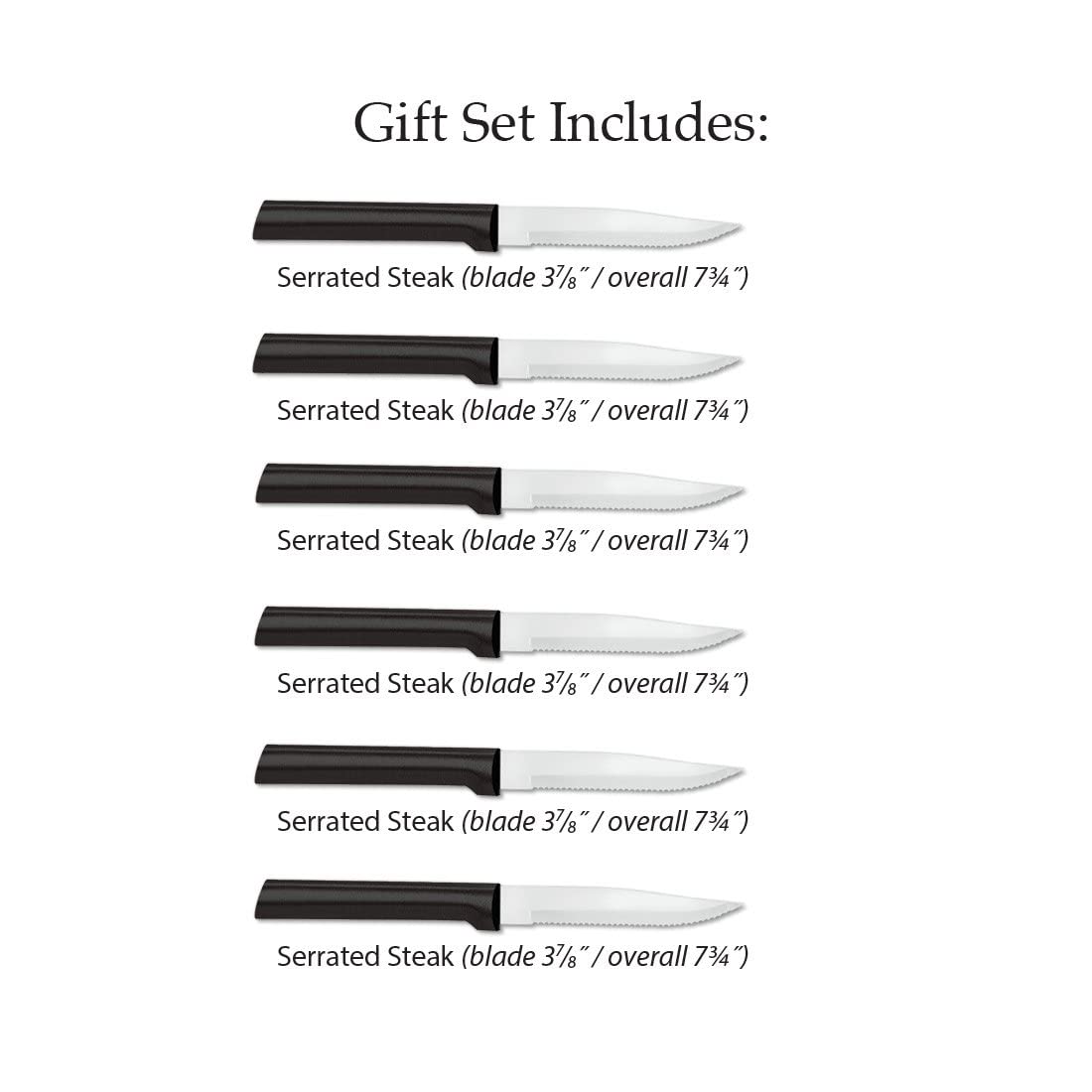 Premium Rada Cutlery 6-Piece Serrated Steak Knife Set with Black Handles - 2 Pack | Perfect for Steak Dinners, BBQ Parties & Wedding Gifts | Dishwasher Safe Kitchen Cutlery