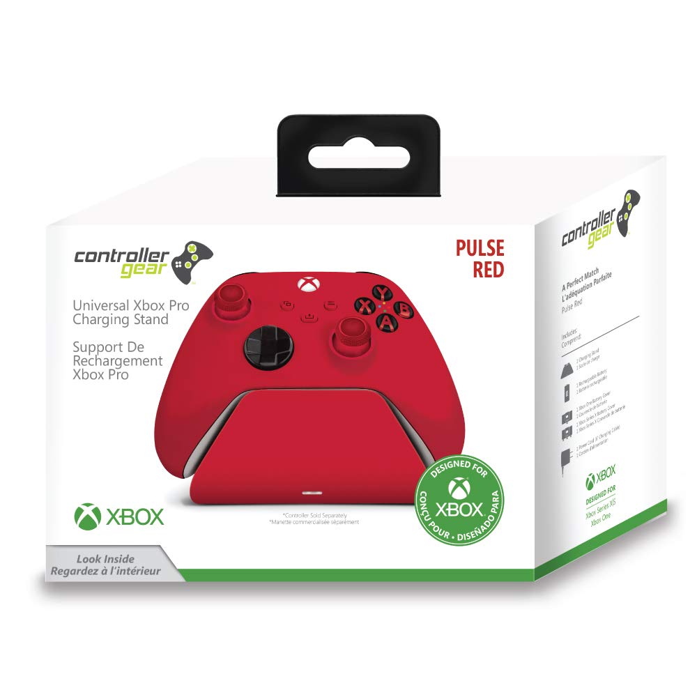 Xbox Pro Charging Stand with 1100mAh Rechargeable Battery - Universal Controller Charging Station for Xbox Series X/S & Xbox One - Pulse Red Gaming Gear | Perfect for Multiplayer Gaming & Overnight Charging