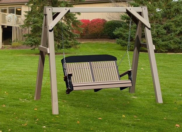 LuxCraft A-Frame Vinyl Swing Stand - Heavy Duty Outdoor Swing Set for Backyard, Garden, and Patio - Perfect for Kids and Adults Relaxation