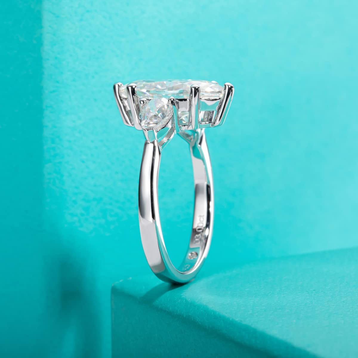 AnuClub 3 Stone Moissanite Engagement Ring - D Color VVS1 Clarity, Round/Emerald/Marquise Cut, 925 Sterling Silver Wedding Promise Ring for Women | Perfect for Proposals, Anniversaries & Special Occasions